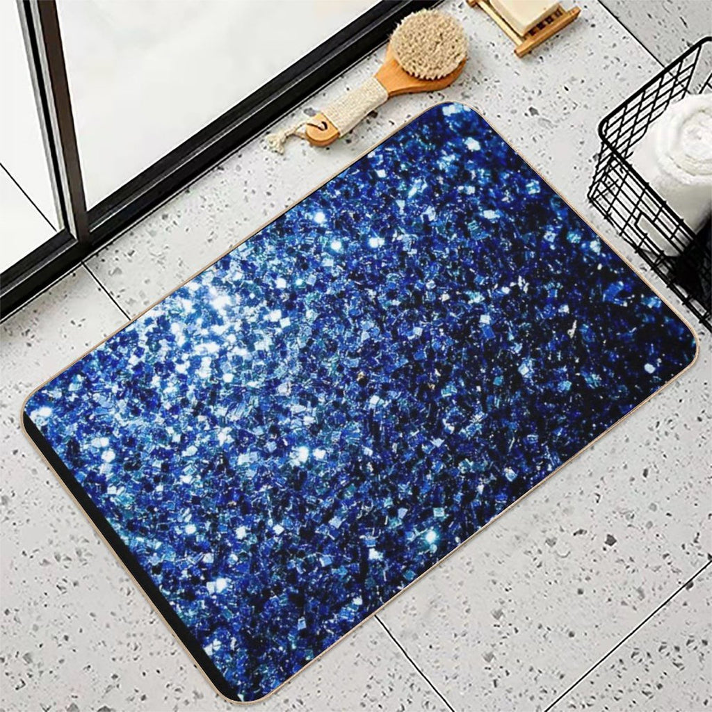 Dark Blue Faux Glitter Sparkles (Photo of Glitter - Not Reflective)  Odorless Bath Mat