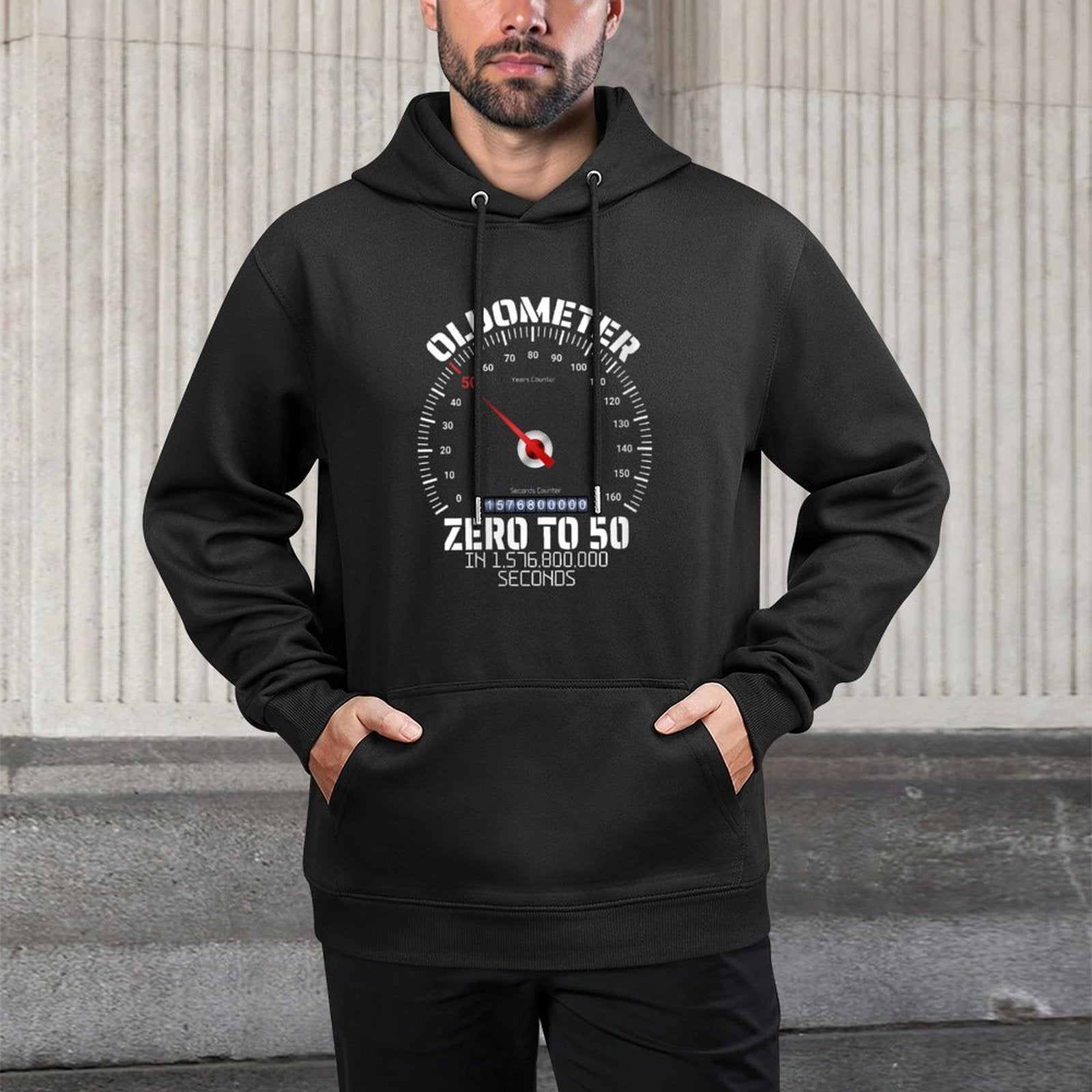 Womens 50th Birthday Oldometer Zero To 50 Years Funny 50th Birthday Customizable Surface Hoodie