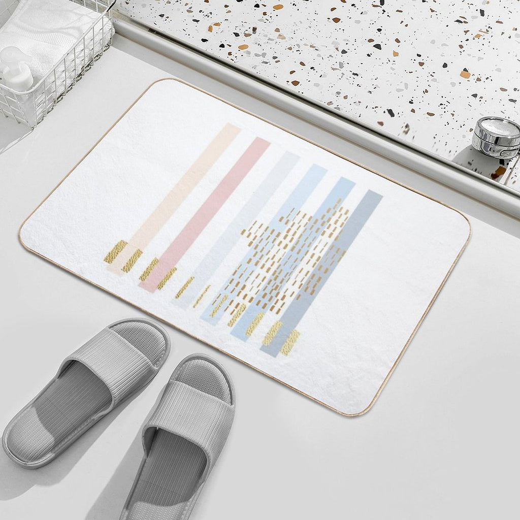 Pastel Stripe with Faded Gold  Rapid-Drying Bath Mat
