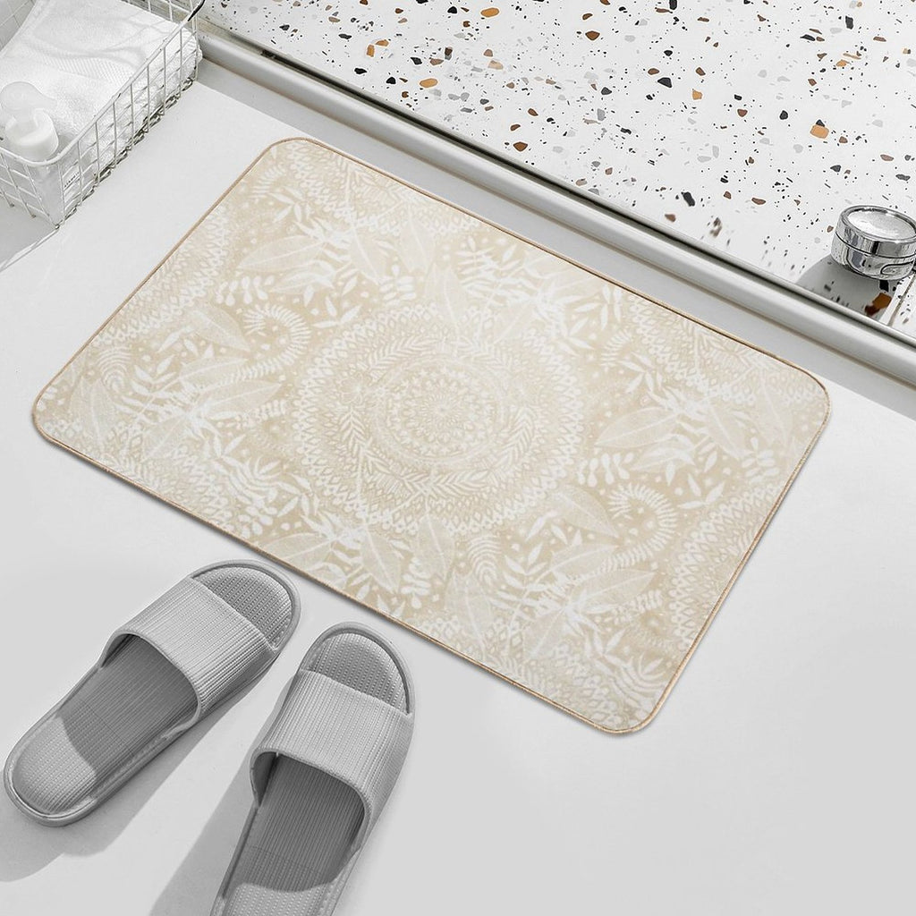 Medallion Pattern in Pale Tan  Multi-Purpose Bath Mat