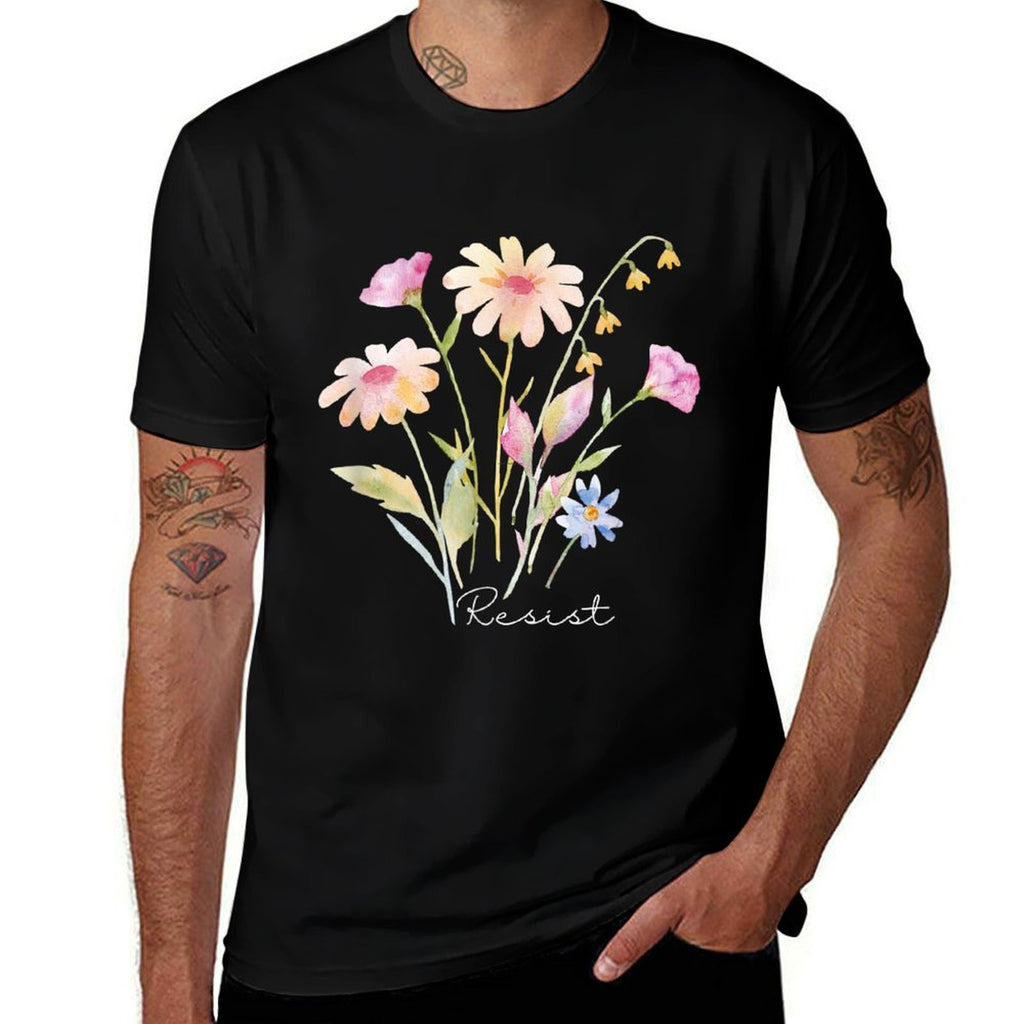 Resist Subtle Anti Trump Floral Botanical Protest Liberal  Easy-care T-Shirt
