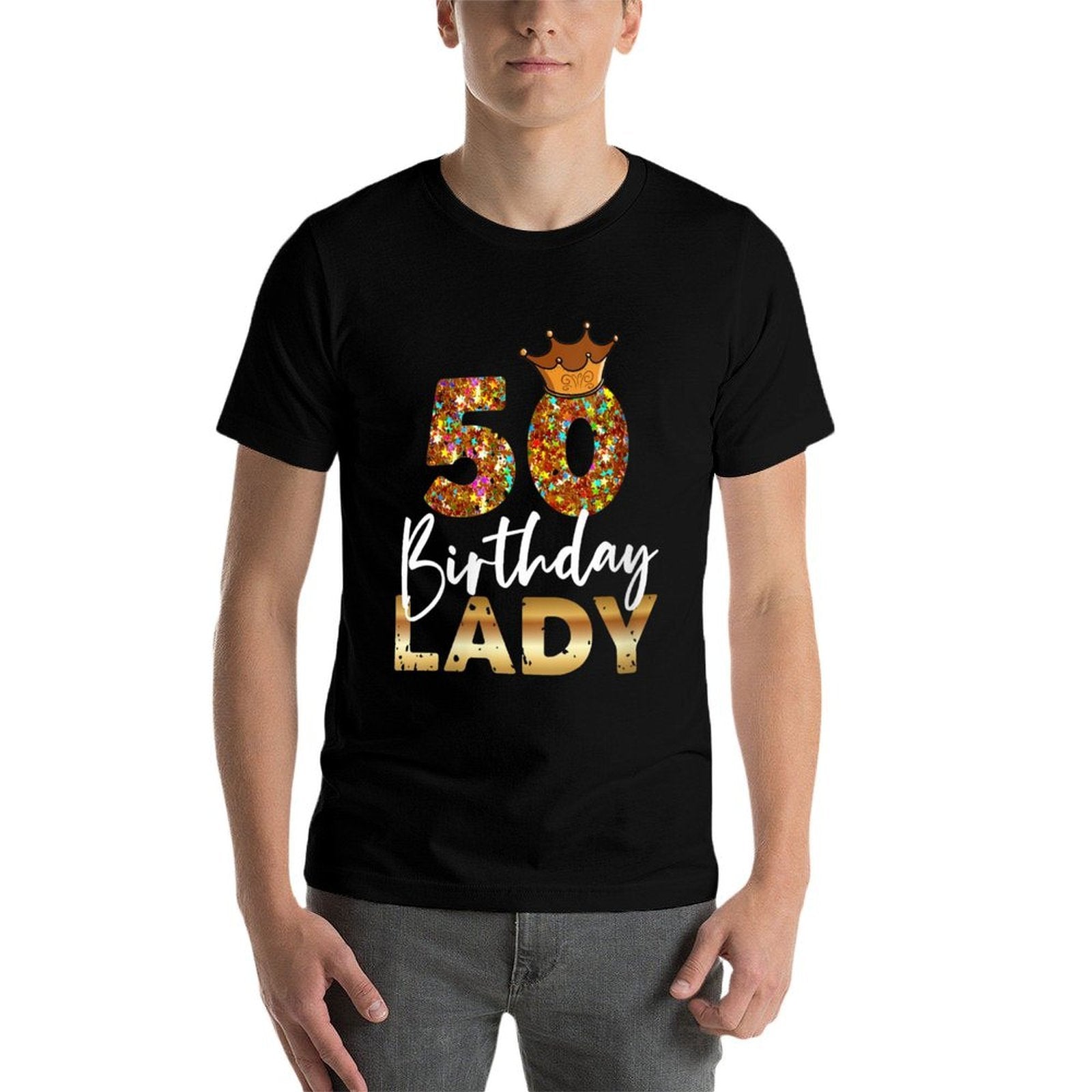 Womens 50th Birthday Lady for Her Fiftieth Bday Woman  Stretchy T-Shirt