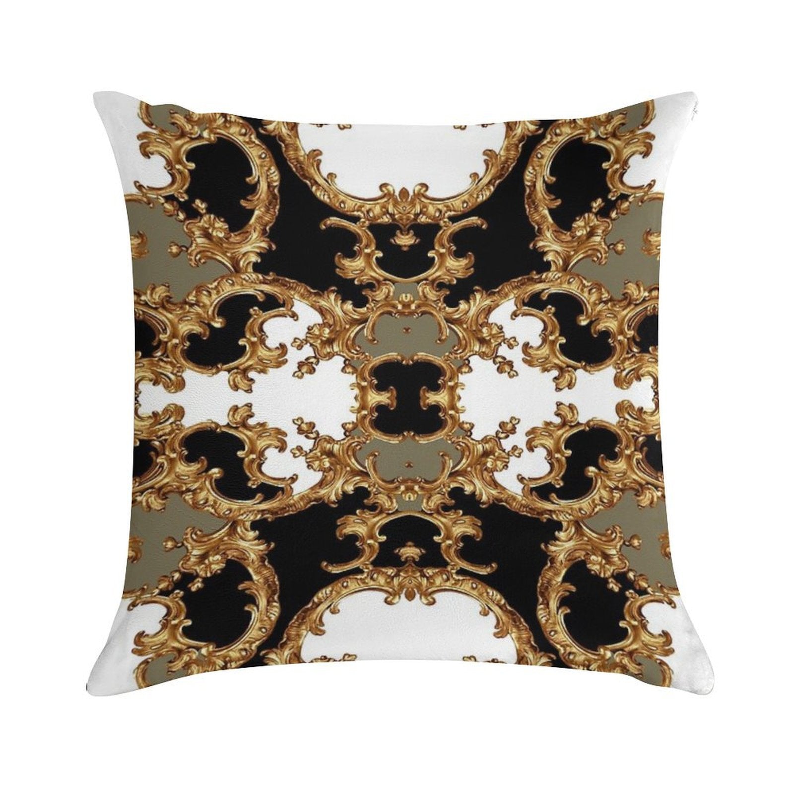 Golden Ornamental Baroque Symmetrical Soft Multiple Sizes Throw Pillow