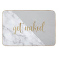 Get Naked Bathroom And Bedroom Quote, Grey, Gold, Marble  Repositionable Bath Mat