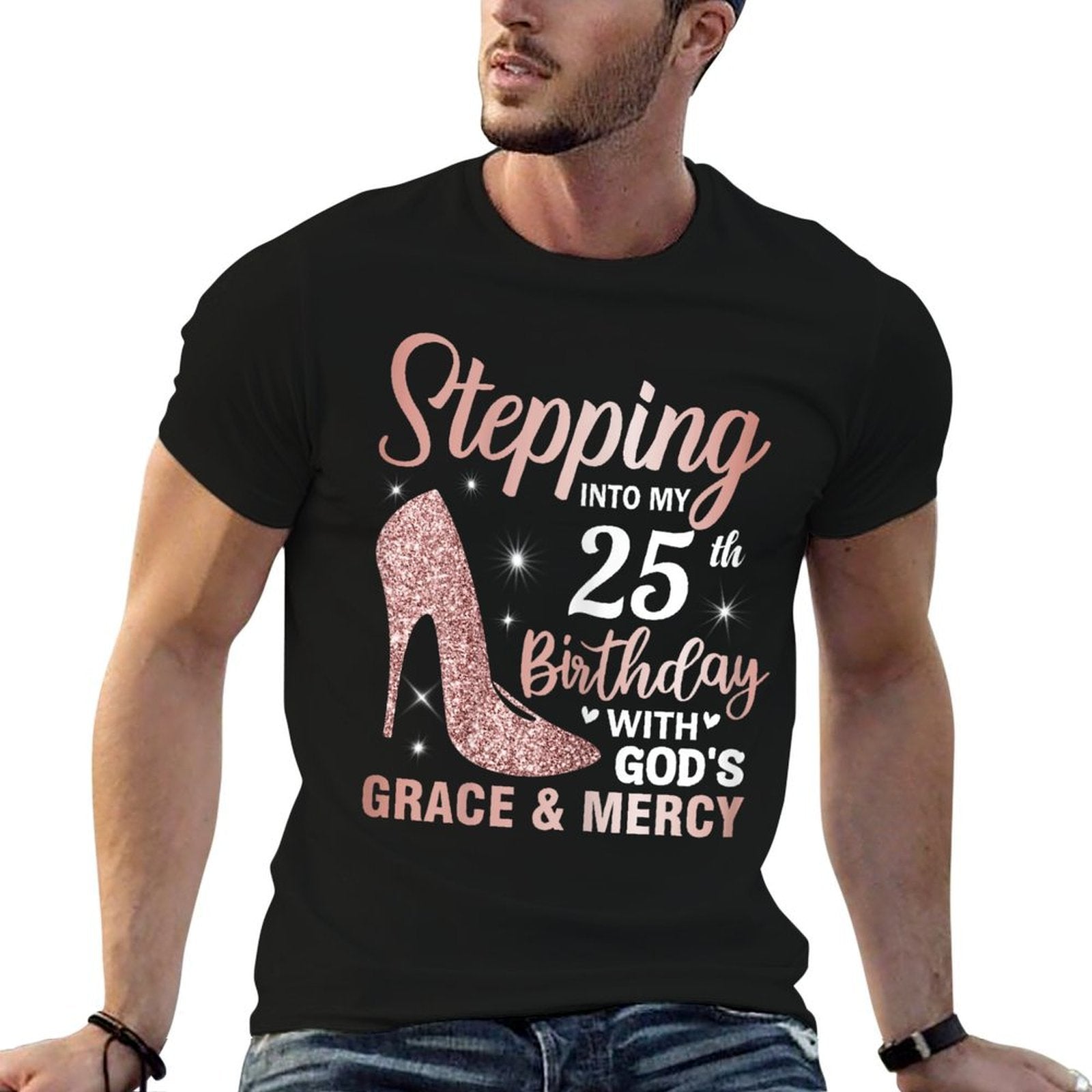 Stepping Into My 25th Birthday Women 25 Year Old Bday  Polyester Blend T-Shirt