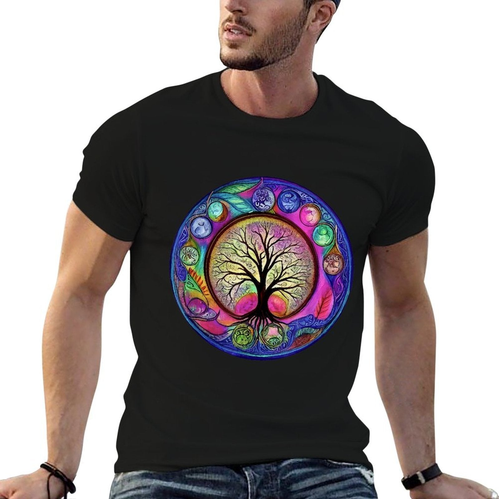 Chakra Whimsical Fantasy Tree of Life  Wrinkle-resistant T-Shirt