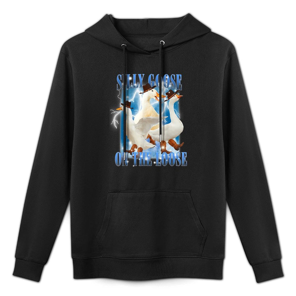 Retro Goose Aesthetic Trendy Meme Silly Goose On The Loose Moisture-Wicking Hoodie