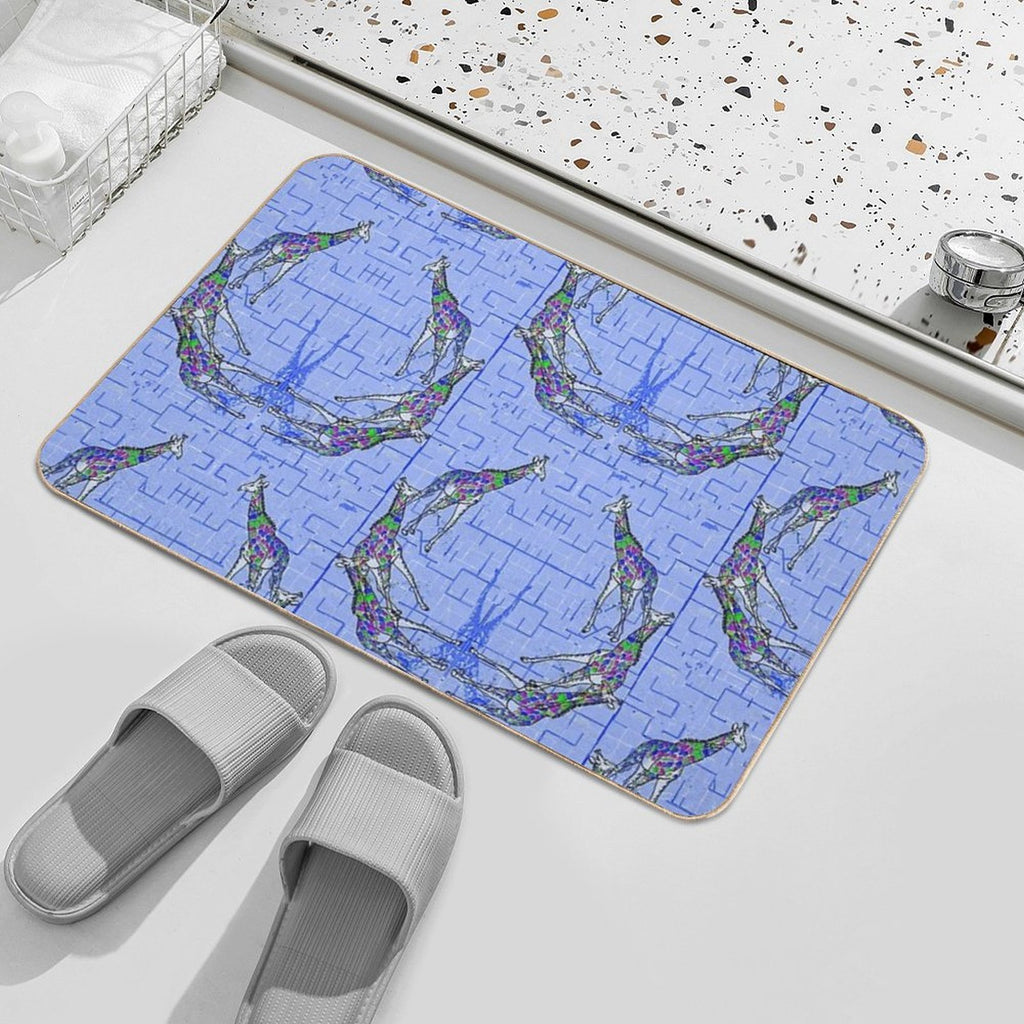 Blue Giraffes Durable Bath Mat