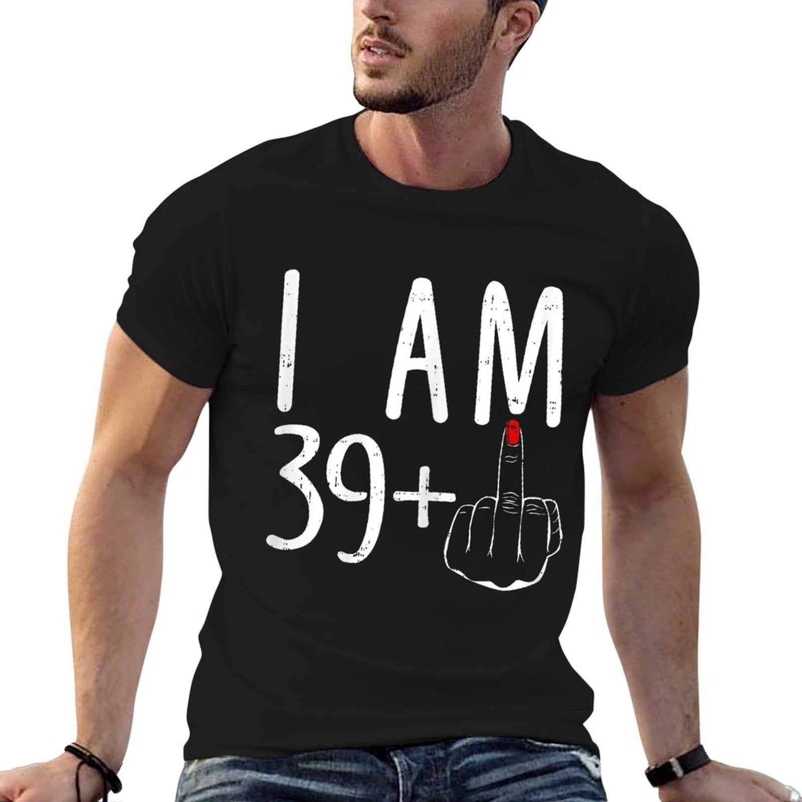 I Am 39 Plus 1 Middle Finger Funny 40th Birthday For Women  Trendy Pattern T-Shirt