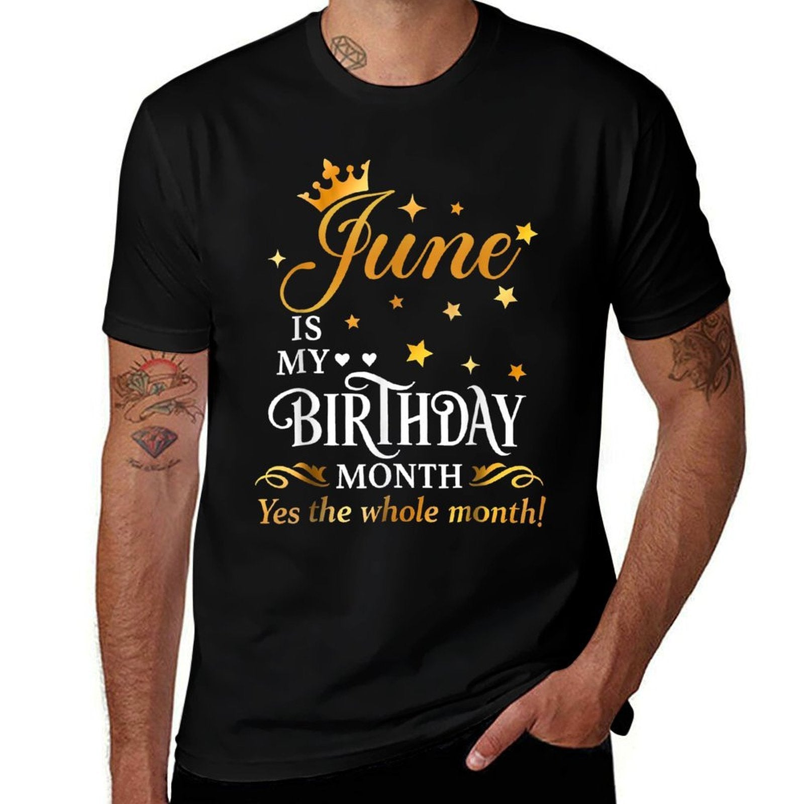 Funny Womens June Is My Birthday Queen The Whole Month Girl  Rolled Sleeves T-Shirt