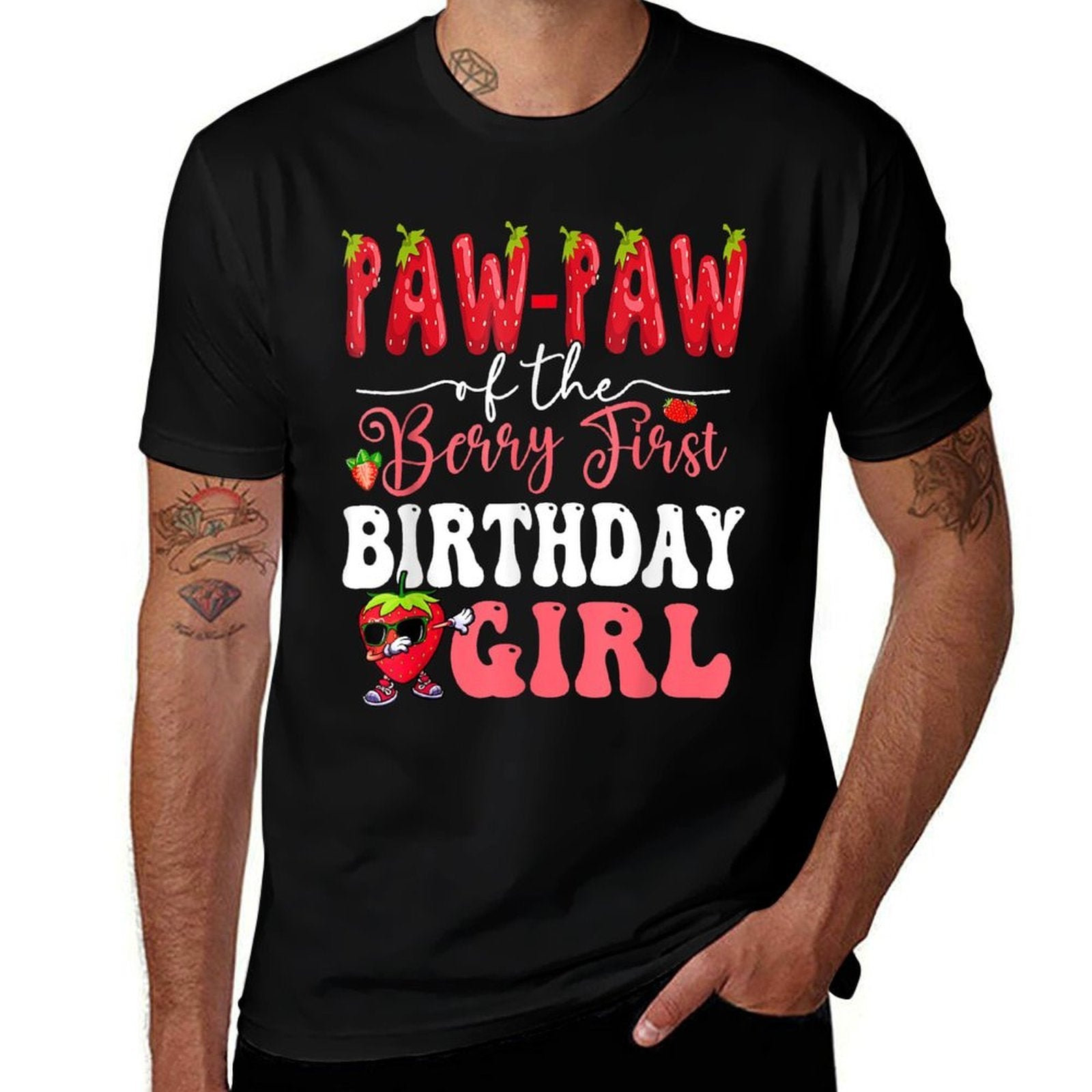 Pawpaw of Berry First Birthday Girl Sweet One Strawberry  Slim-fit Cut T-Shirt