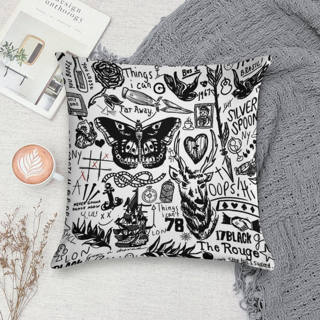 Tattoos Collage Soft Luxury Feel Throw Pillow