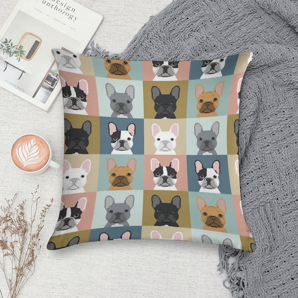 French Bulldog Portraits Pattern Dog Person Gift Love Animal Pet Puppy Frenchie Bulldog Valentines Soft Ultra-Soft Texture Throw Pillow