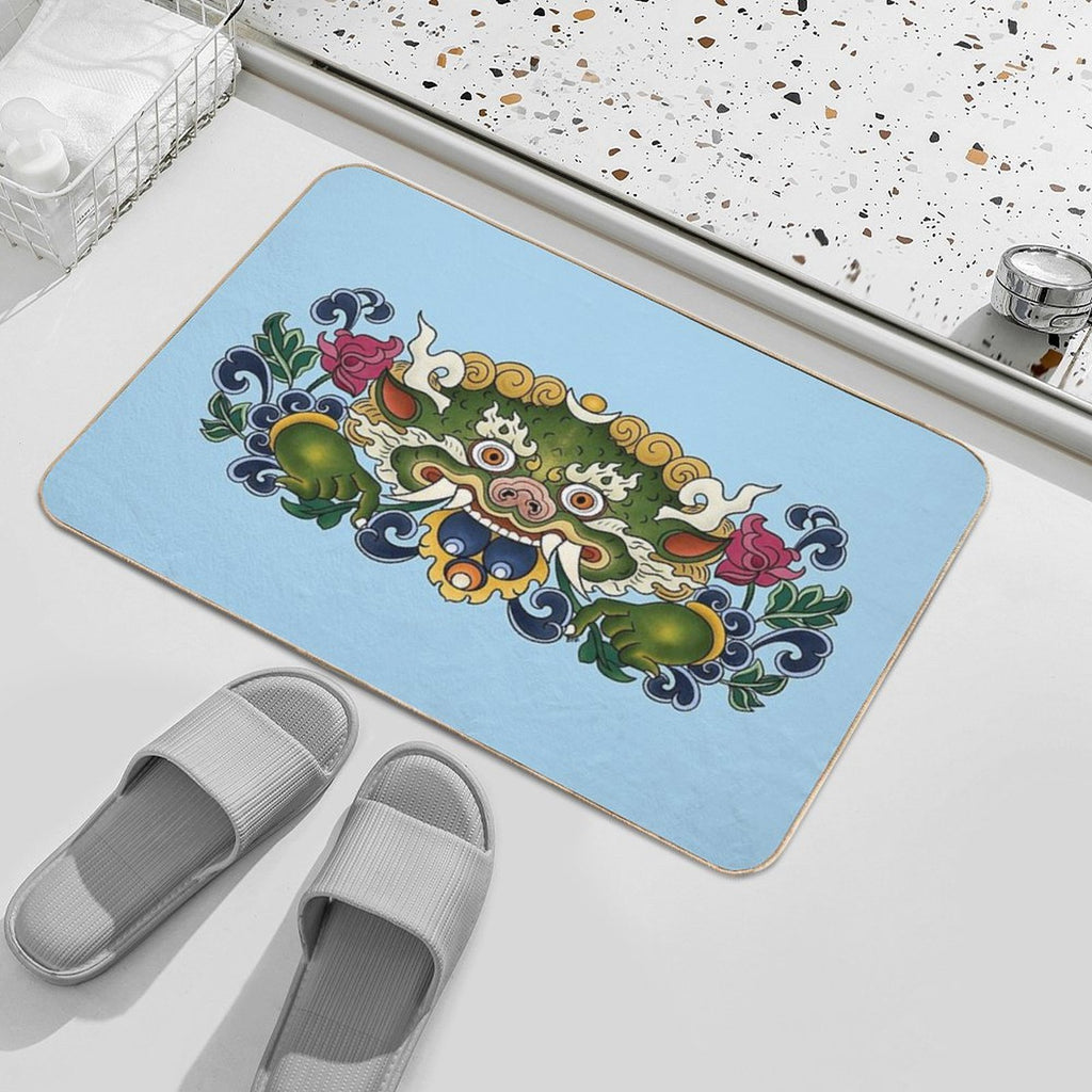 BHUTAN DRAGON-light Blue  Absorbent Bath Mat