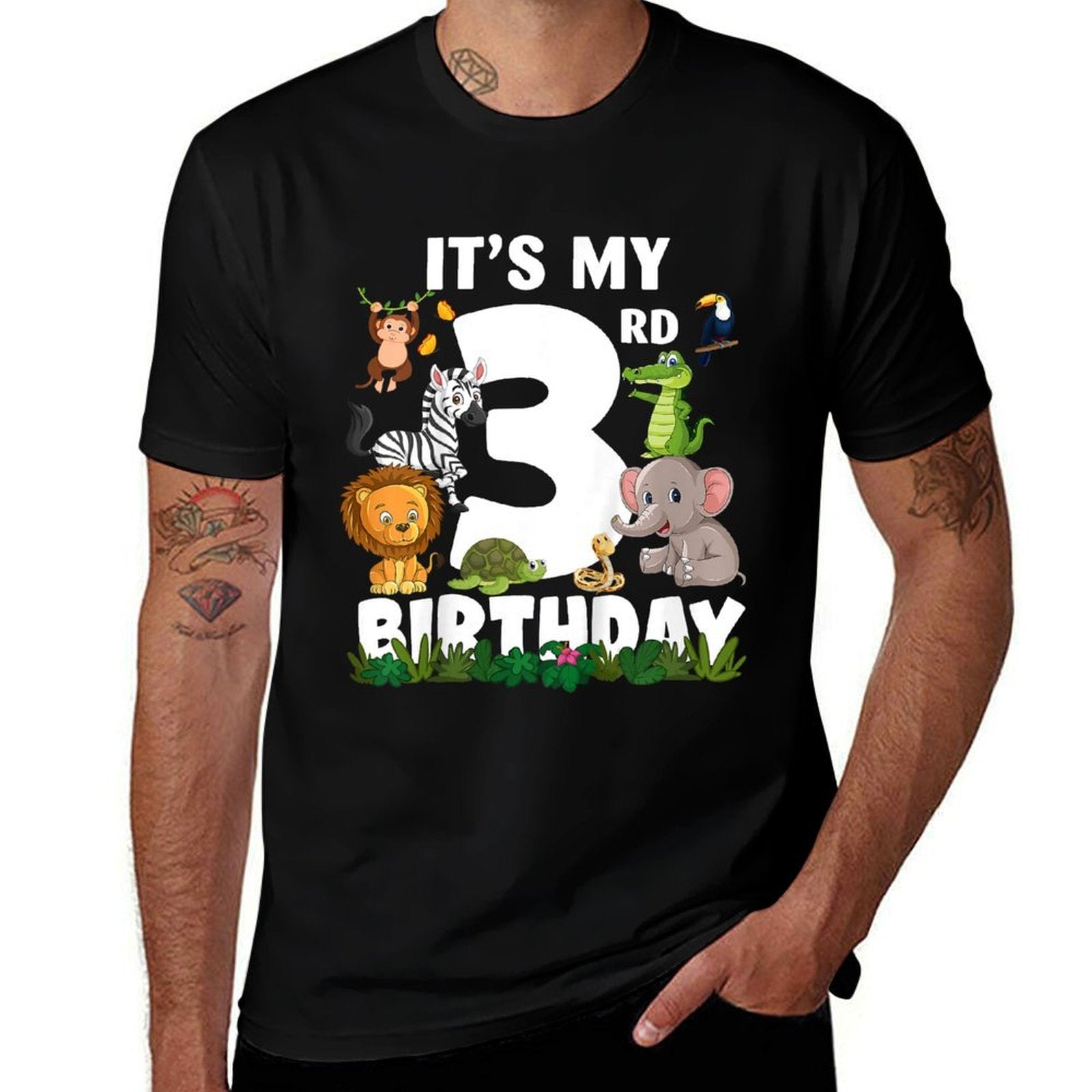 It's My 3rd Birthday Zoo Jungle Safari 3 Years Old Birthday  Graphic-printed T-Shirt