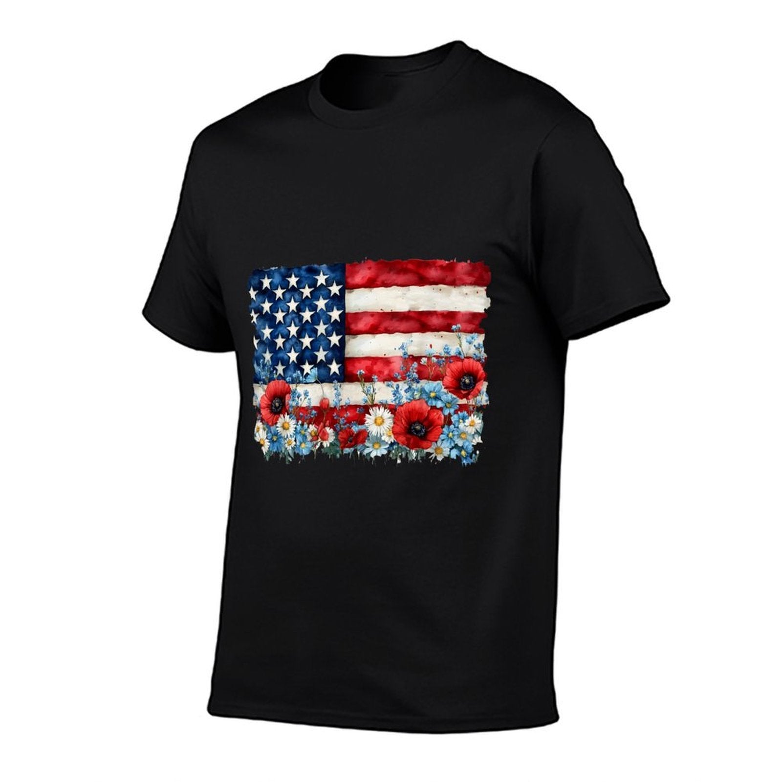Retro Flower American Women 4th Of July Patriotic  Vintage-inspired T-Shirt