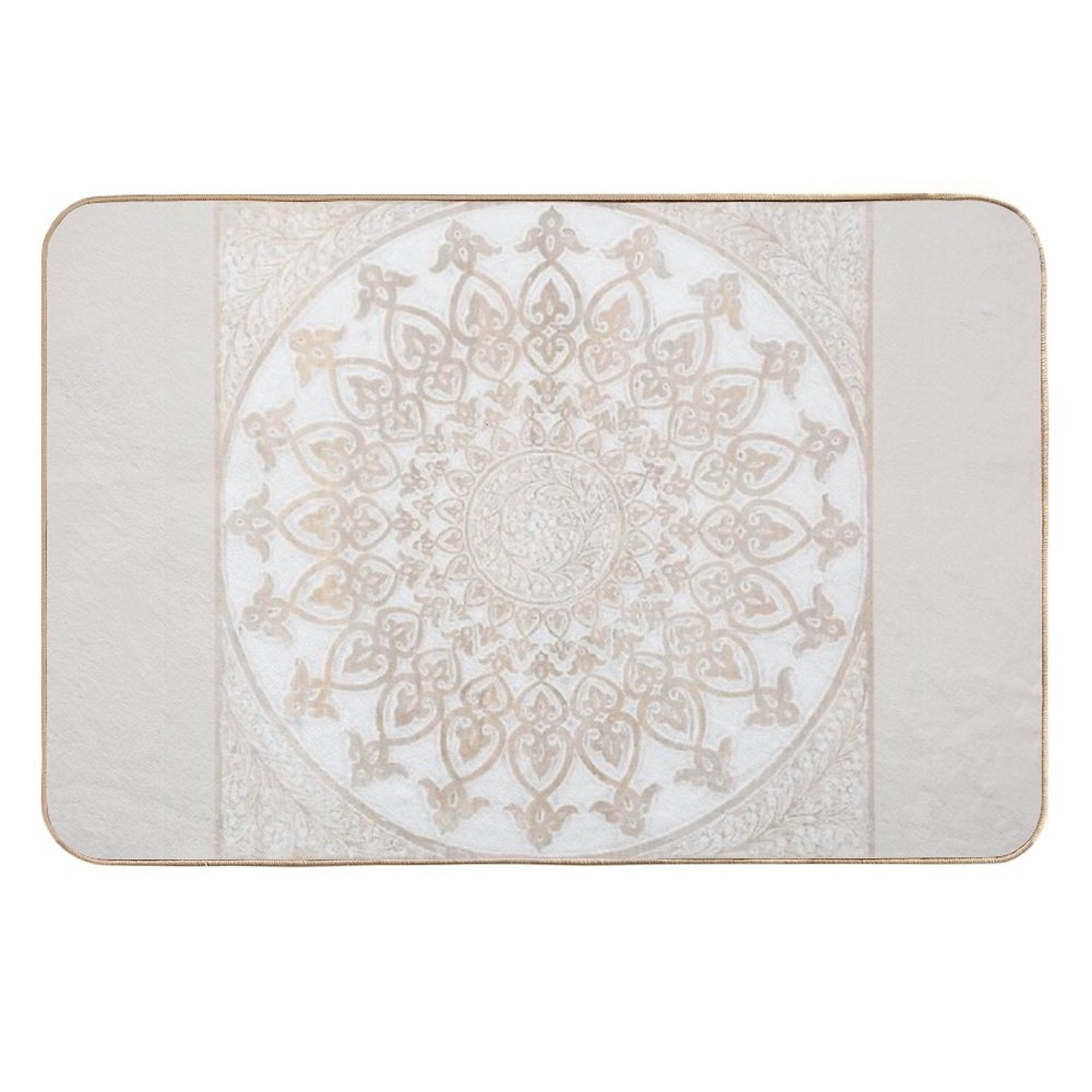 Carved Wooden Mandala Flower Geometric Design Art  Non-Slip Bath Mat