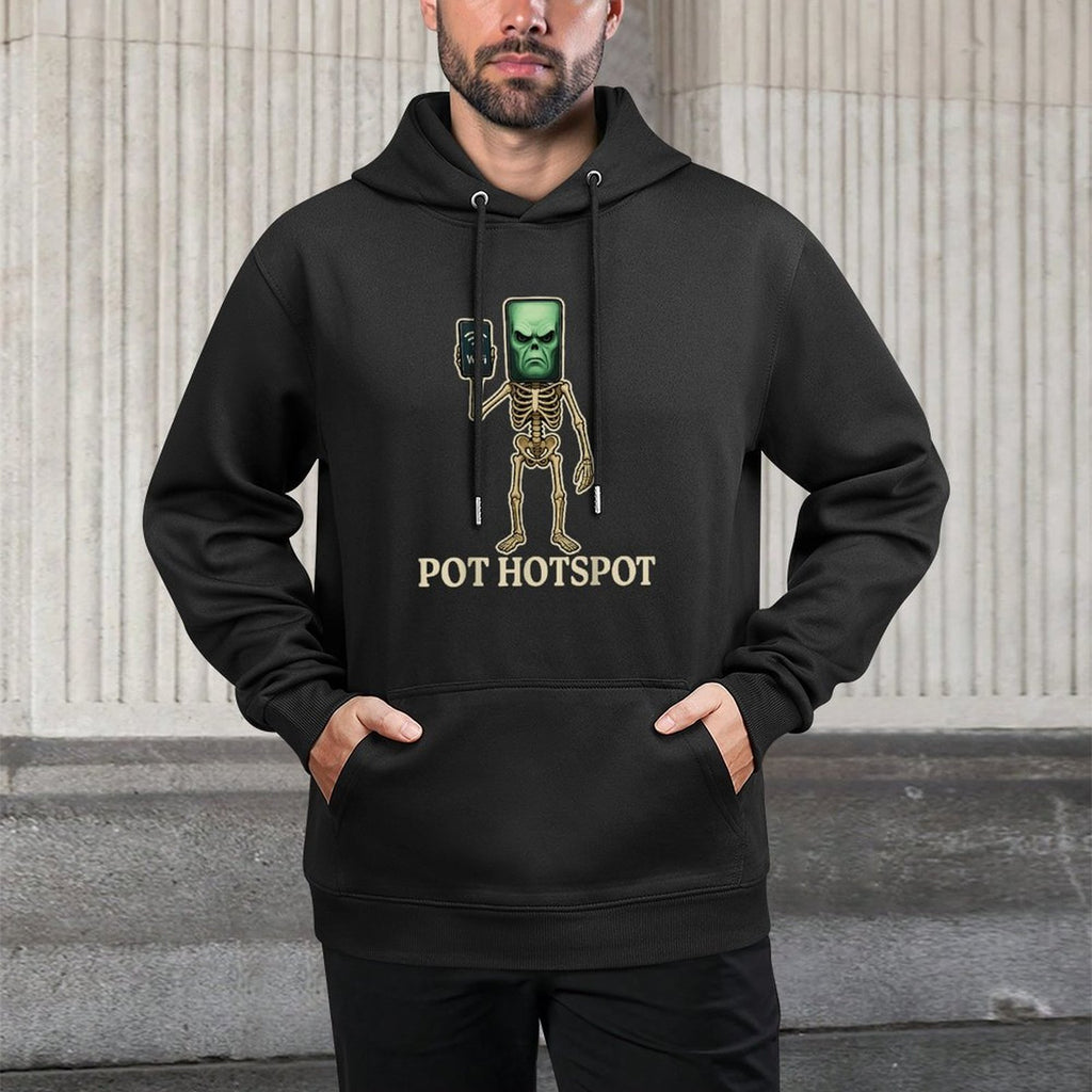 Pot Hotspot - Funny Halloween Brainrot Skeleton Kids Meme Durable Construction Hoodie