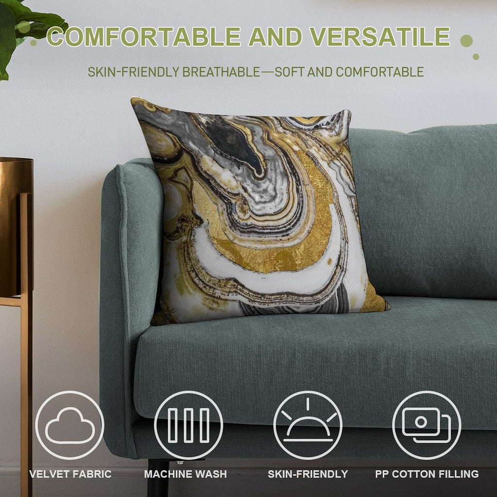 Stone Prose Gold Geode Soft Shrink-Resistant Throw Pillow