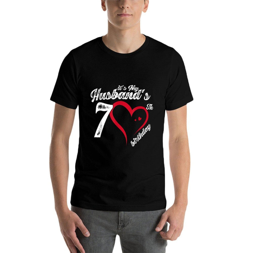 It's My Husband's 70th Birthday Vintage 70th Birthday  High-quality Stitching T-Shirt