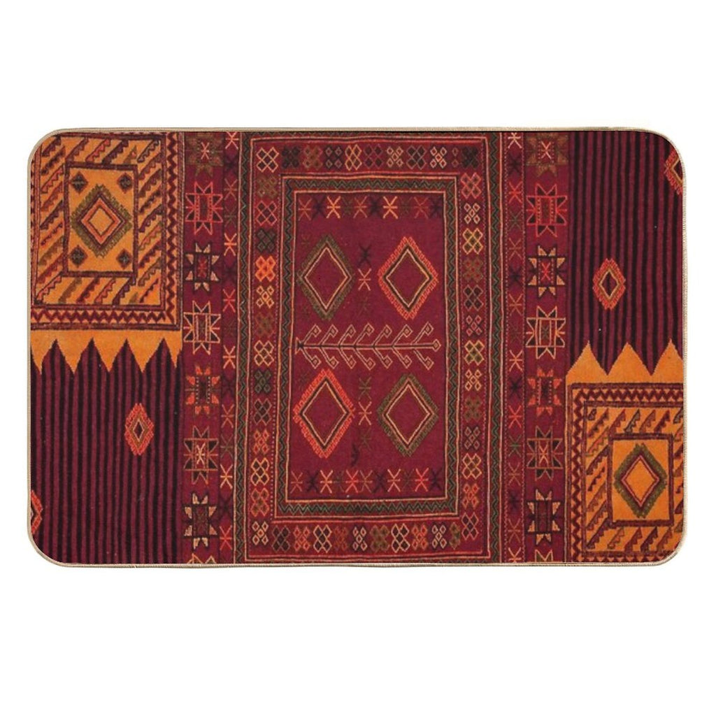 Traditional Moroccan Artwork Design  Slip-Resistant Bath Mat