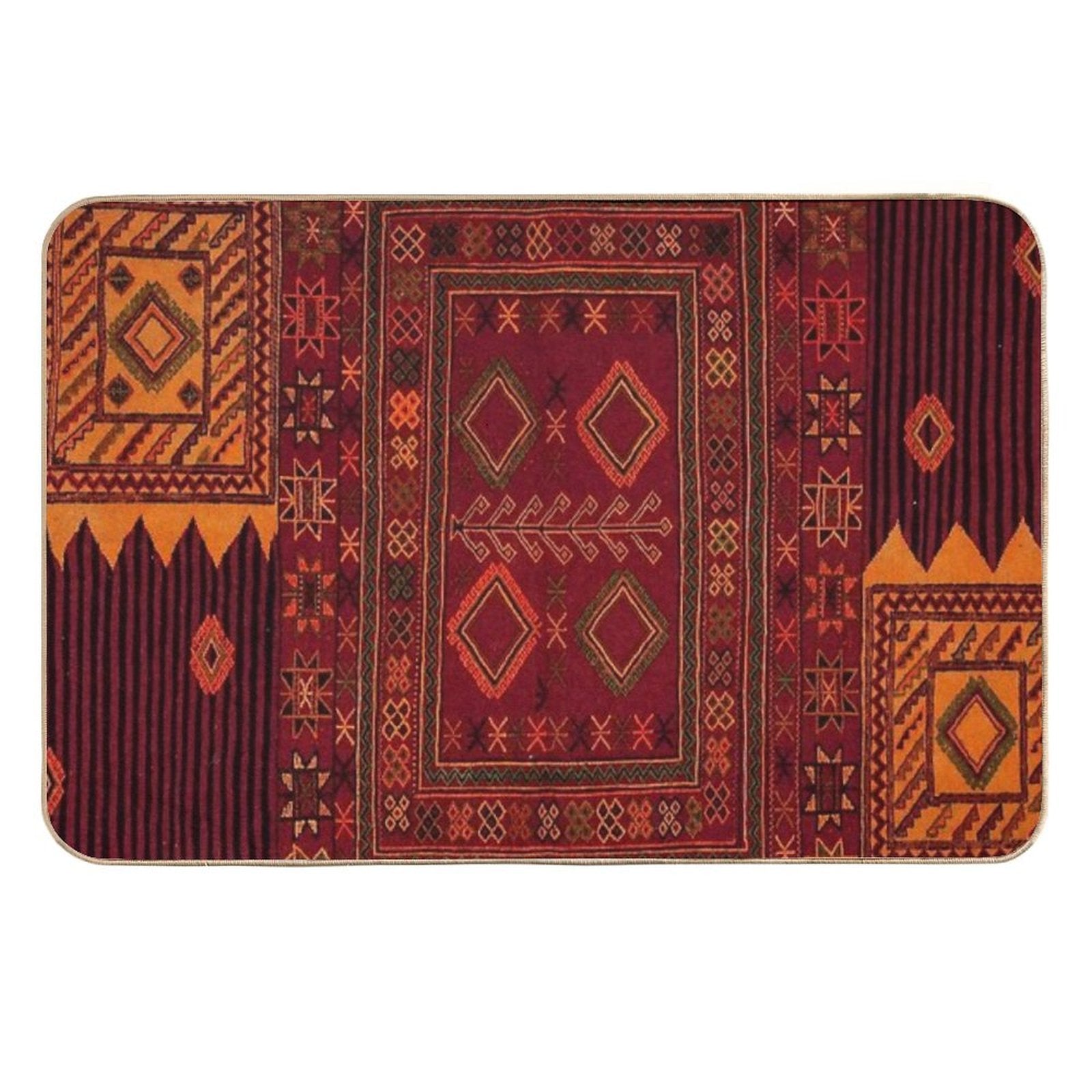 Traditional Moroccan Artwork Design  Slip-Resistant Bath Mat