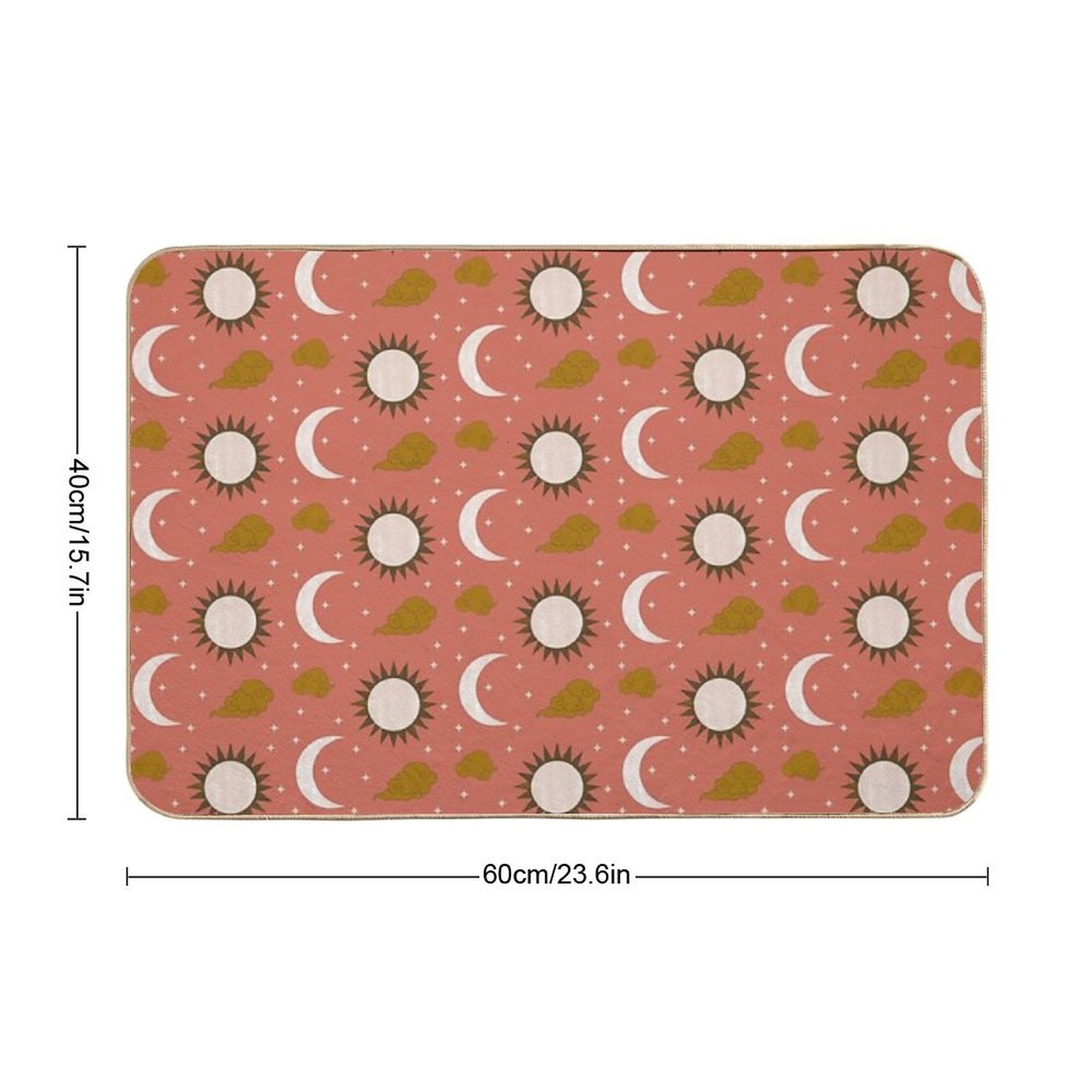 Blush Orange Gold Brown And White Sun And Moon Print  Fade-Resistant Bath Mat
