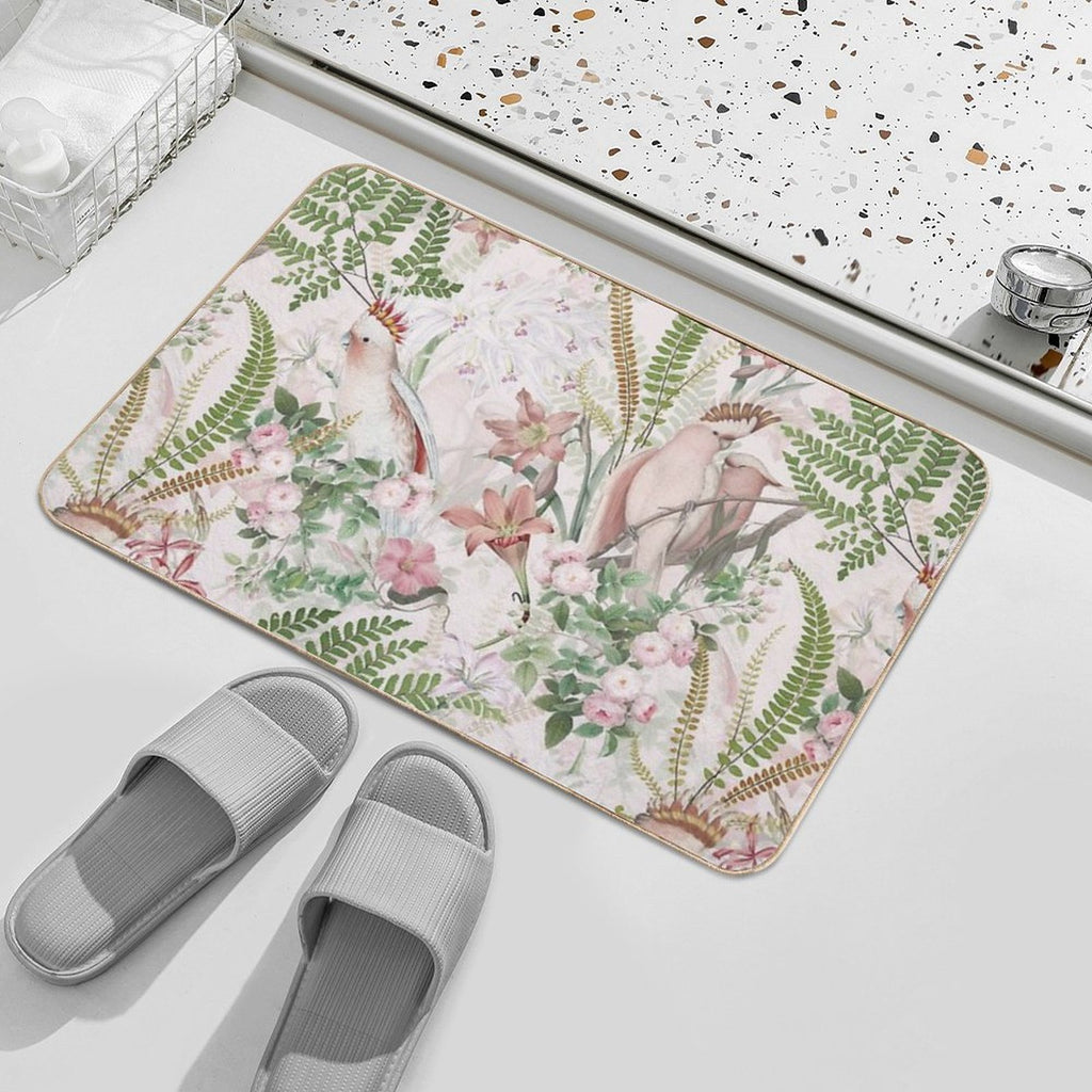 Vintage Cockatoo Jungle Botanical Garden 1 Nightgarden  Absorbent Bath Mat