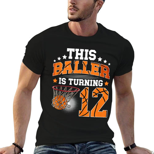 12th Basketball Birthday 12 Year Old Basketball Player  High-quality Stitching T-Shirt