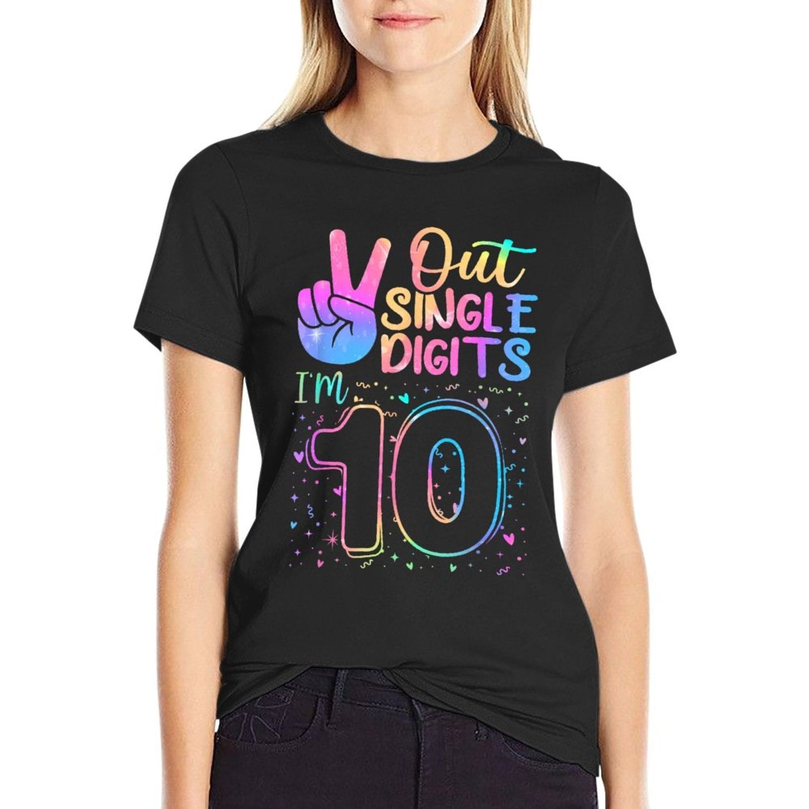 Peace Out Single Digits I'm 10 Year Old 10 Birthday Girl  Moisture-wicking T-Shirt