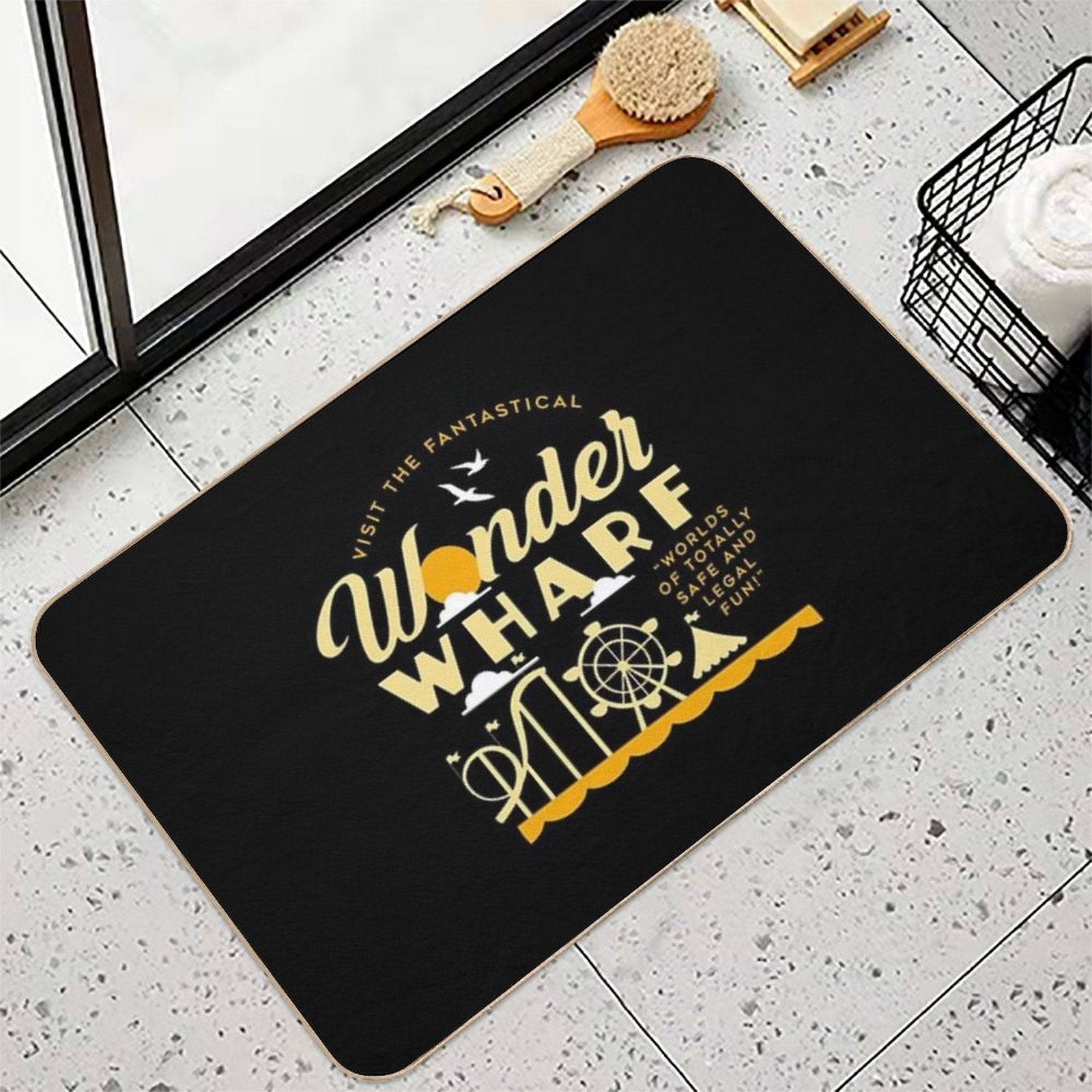 Retro Wonder Wharf  Non-Slip Bath Mat