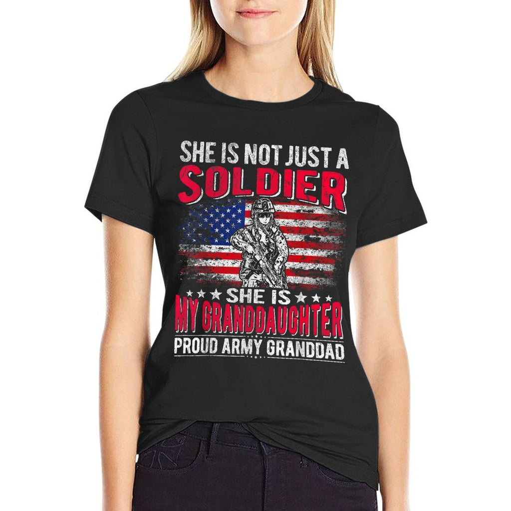 My Granddaughter My Soldier Proud Army Granddad Grandpa Gift  Oversized Silhouette T-Shirt
