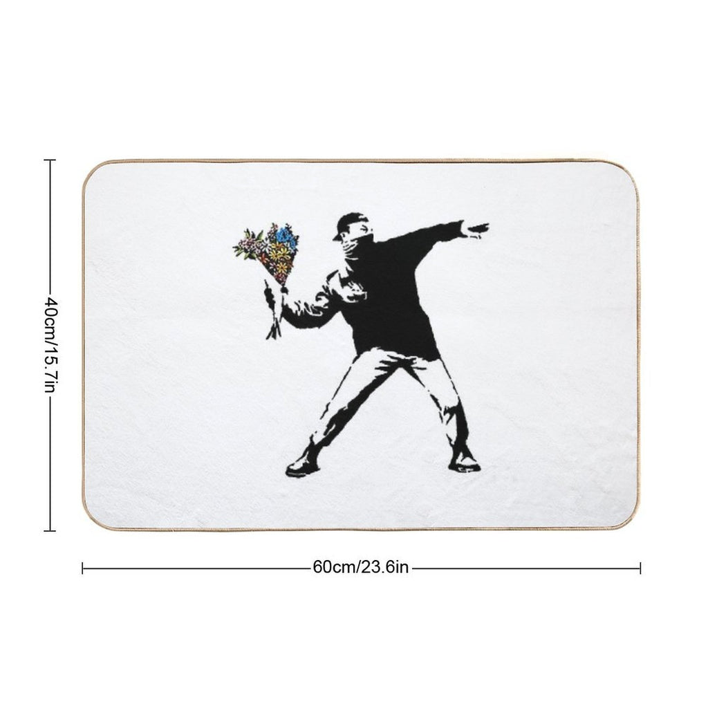 Banksy Rage Flower Thrower  Rapid-Drying Bath Mat