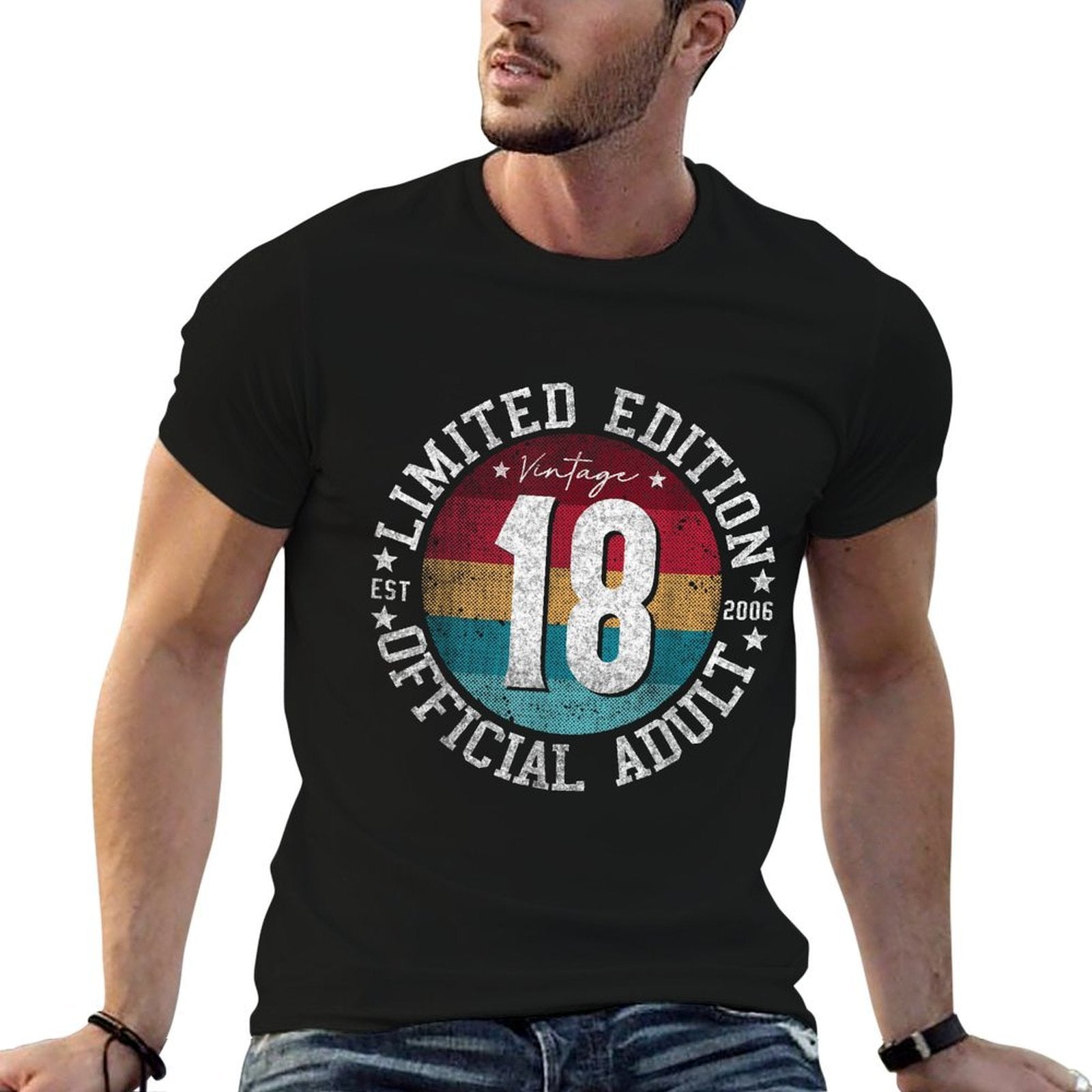 Official Adult 18th Birthday 18 Year Old Gifts  Heathered Texture T-Shirt