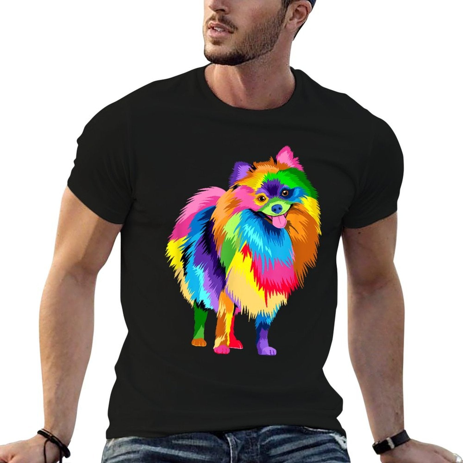 Colorful Pomeranian Artwork - Dog Lover Animal Breeder  Quick-drying T-Shirt