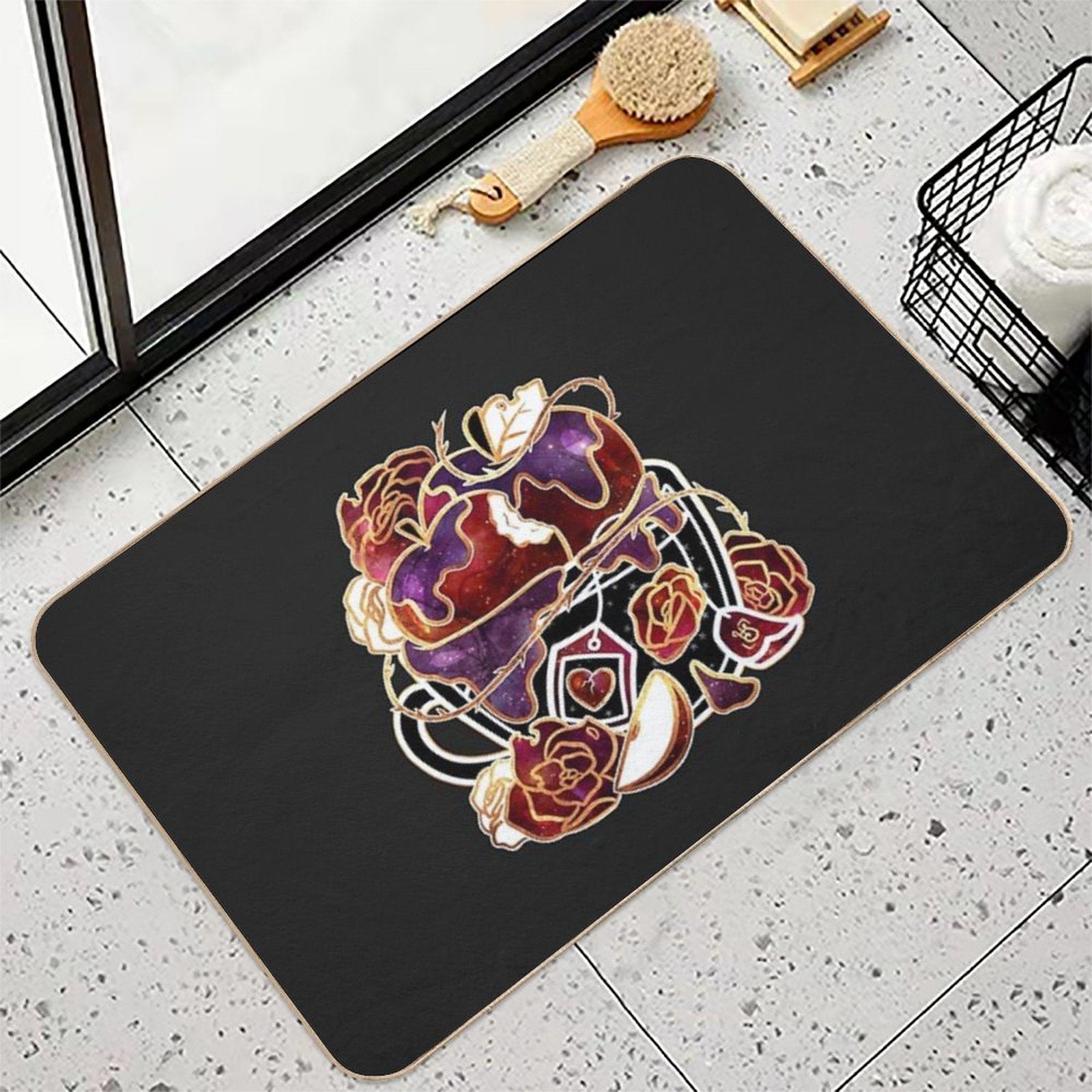 Gilded Poison Apple Teacup  Easy To Clean Bath Mat