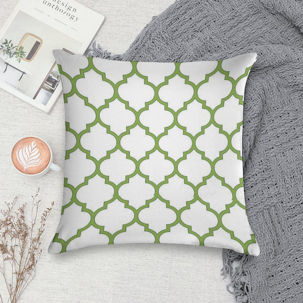 PANTONE COLOUR OF THE YEAR 2017 GREENERY DOMES QUATREFOIL GEOMETRIC PATTERN BY OZCUSHIONSTOO Soft Gift Ready Throw Pillow