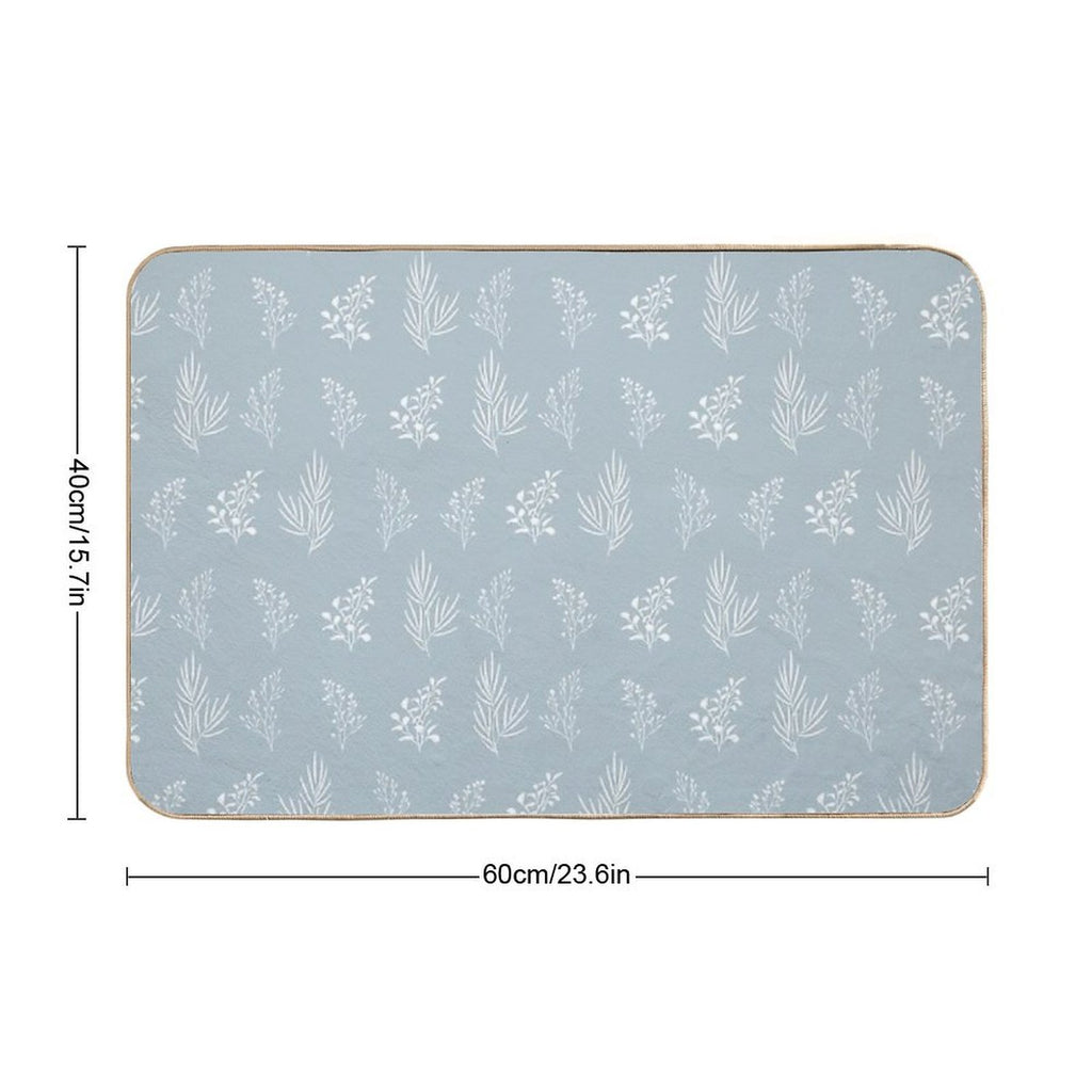 Seamless Isolated Silhouette Pattern of Tree Branches with Leaves.  Fade-Resistant Bath Mat