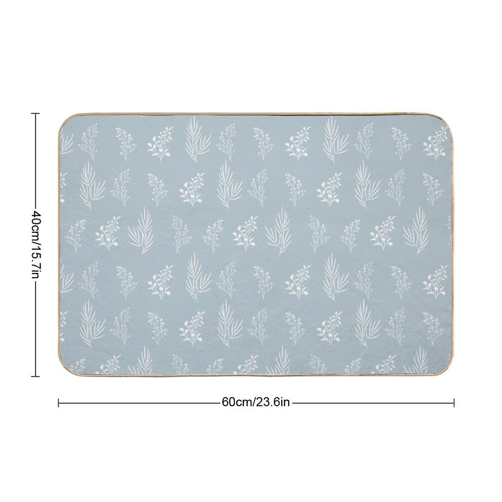 Seamless Isolated Silhouette Pattern of Tree Branches with Leaves.  Fade-Resistant Bath Mat