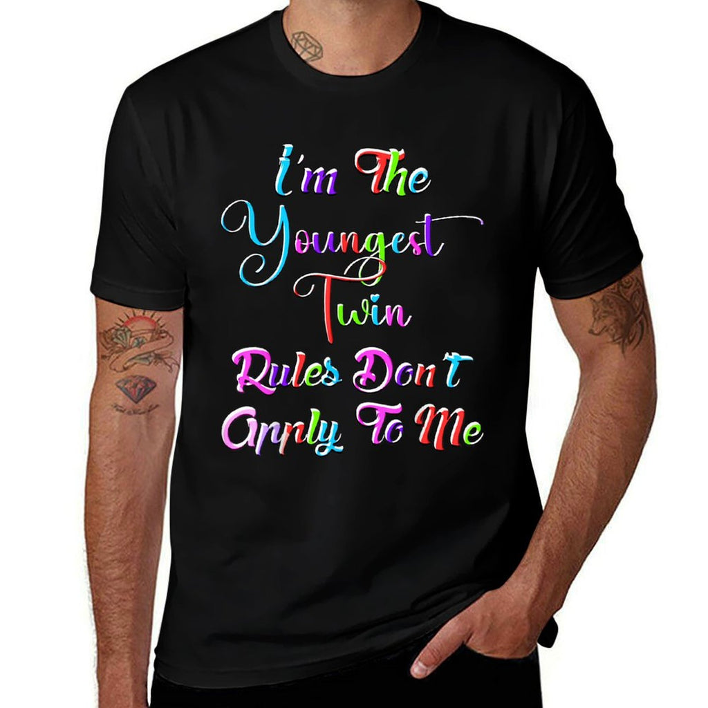 Youngest Twin Birthday Sibling Funny Twins Matching  Soft T-Shirt