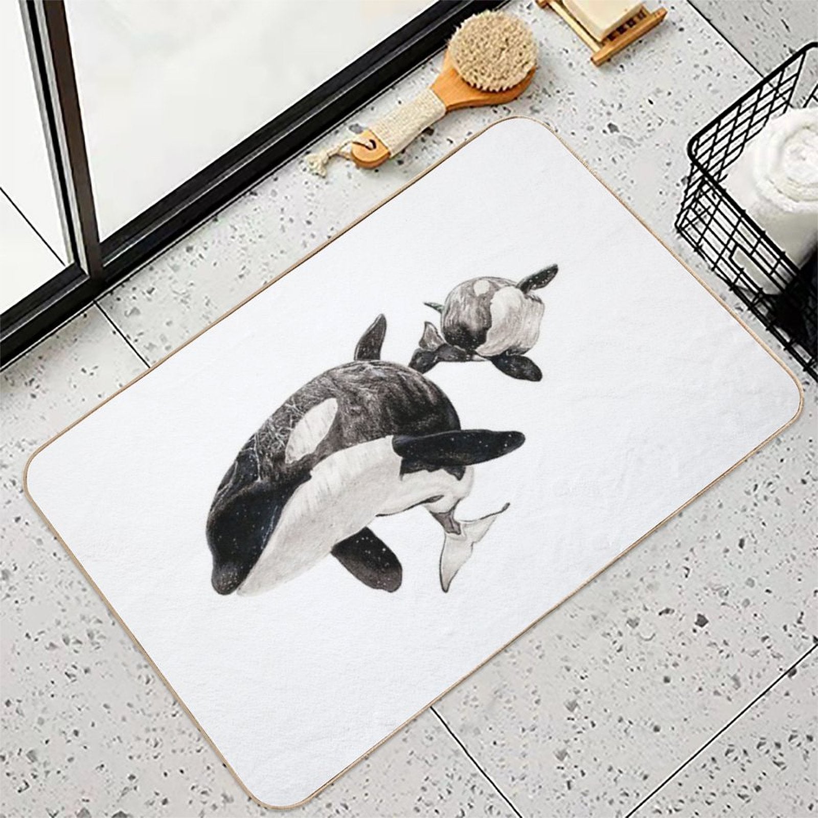 Katina And Taku The Killer Whales Drawing  Toxin-Free Bath Mat