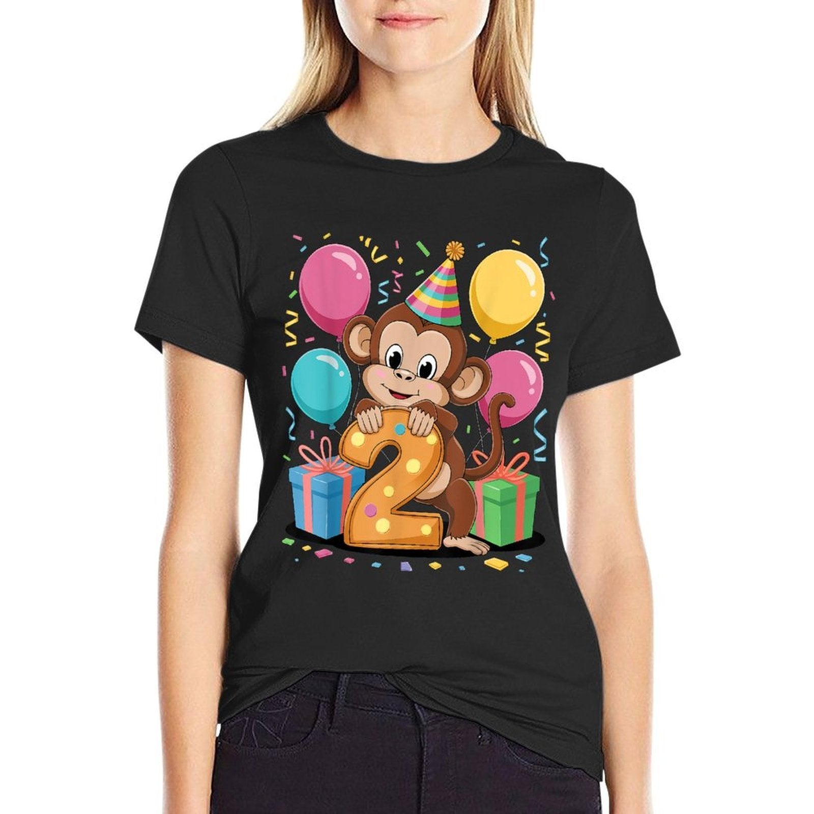 Monkey 2nd Birthday Boy Girl 2 Years Old Second Two Monkey  Eco-friendly Material T-Shirt