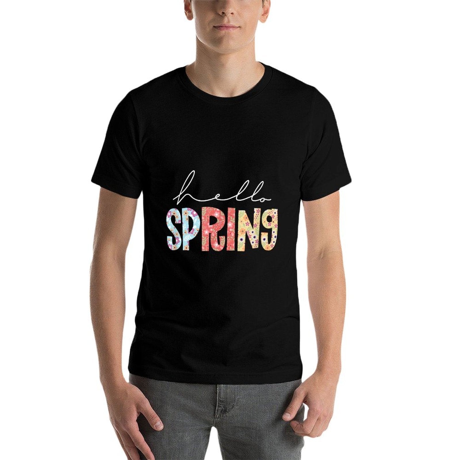 Hello Spring  Nature Flowers  Tagless Design T-Shirt