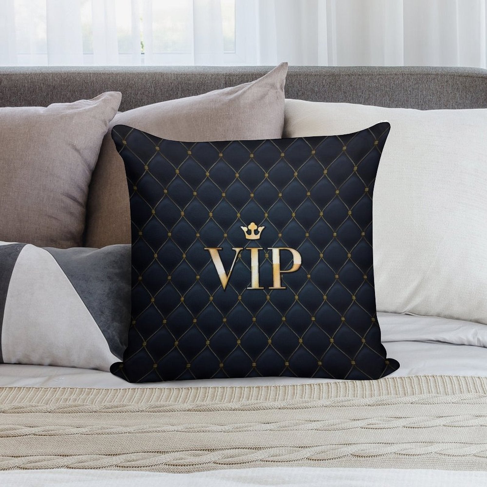 VIP Abstract Quilted Background Soft Gift Ready Throw Pillow