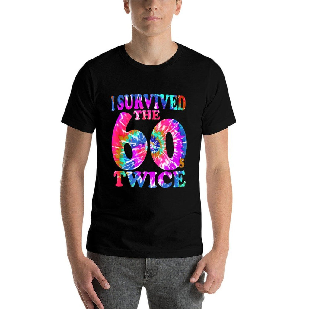 I Survived The Sixties 60s Twice Tie Dye 70th Birthday  Oversized Silhouette T-Shirt