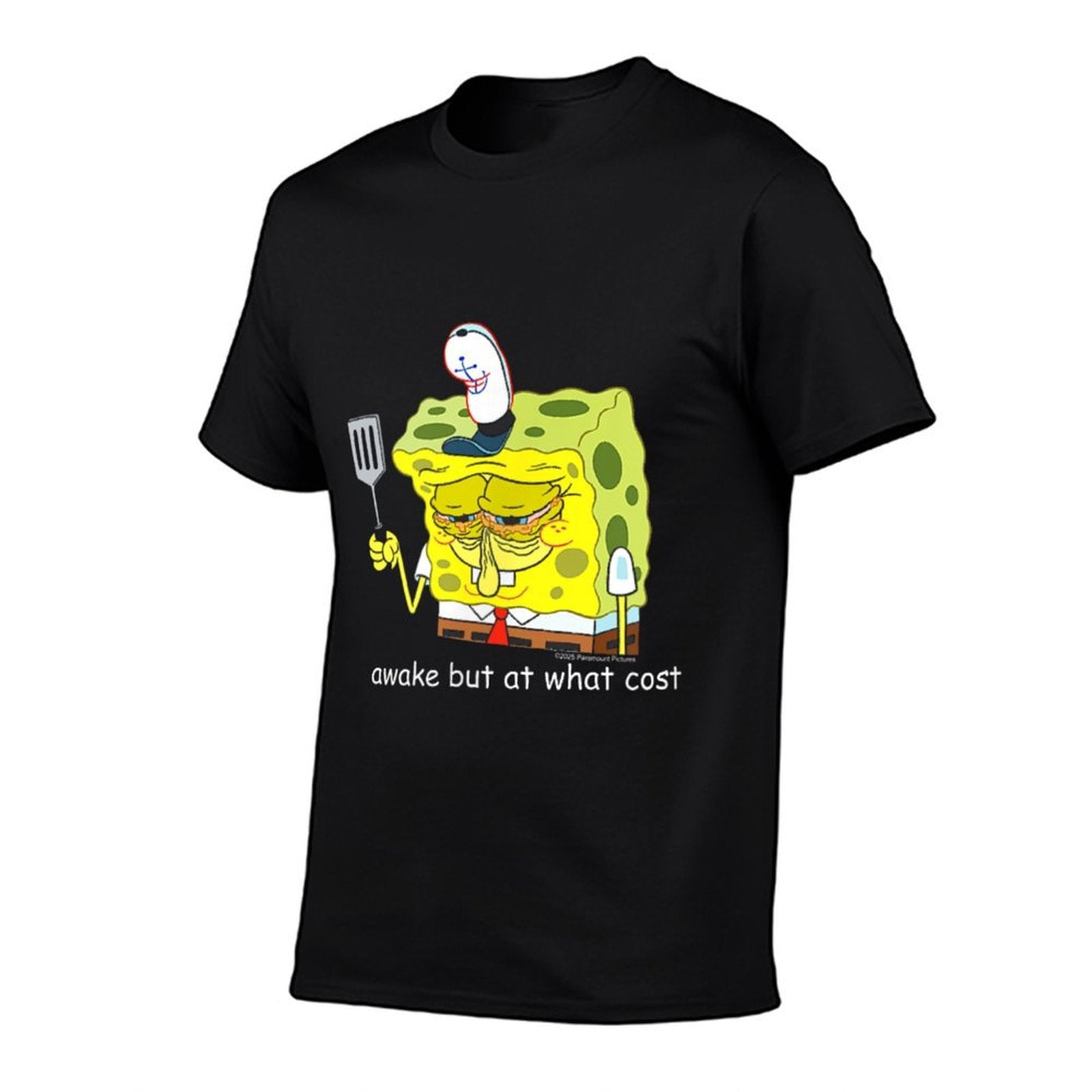 SpongeBob SquarePants Awake But At What Cost Meme Cartoon  Heathered Texture T-Shirt