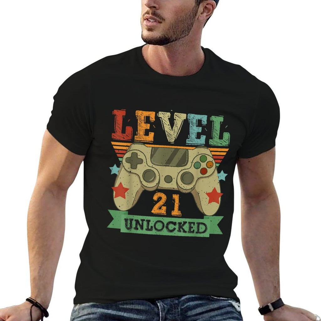 Level 21 Unlocked Awesome 2001 Video Games 21st Birthday  Oversized Silhouette T-Shirt