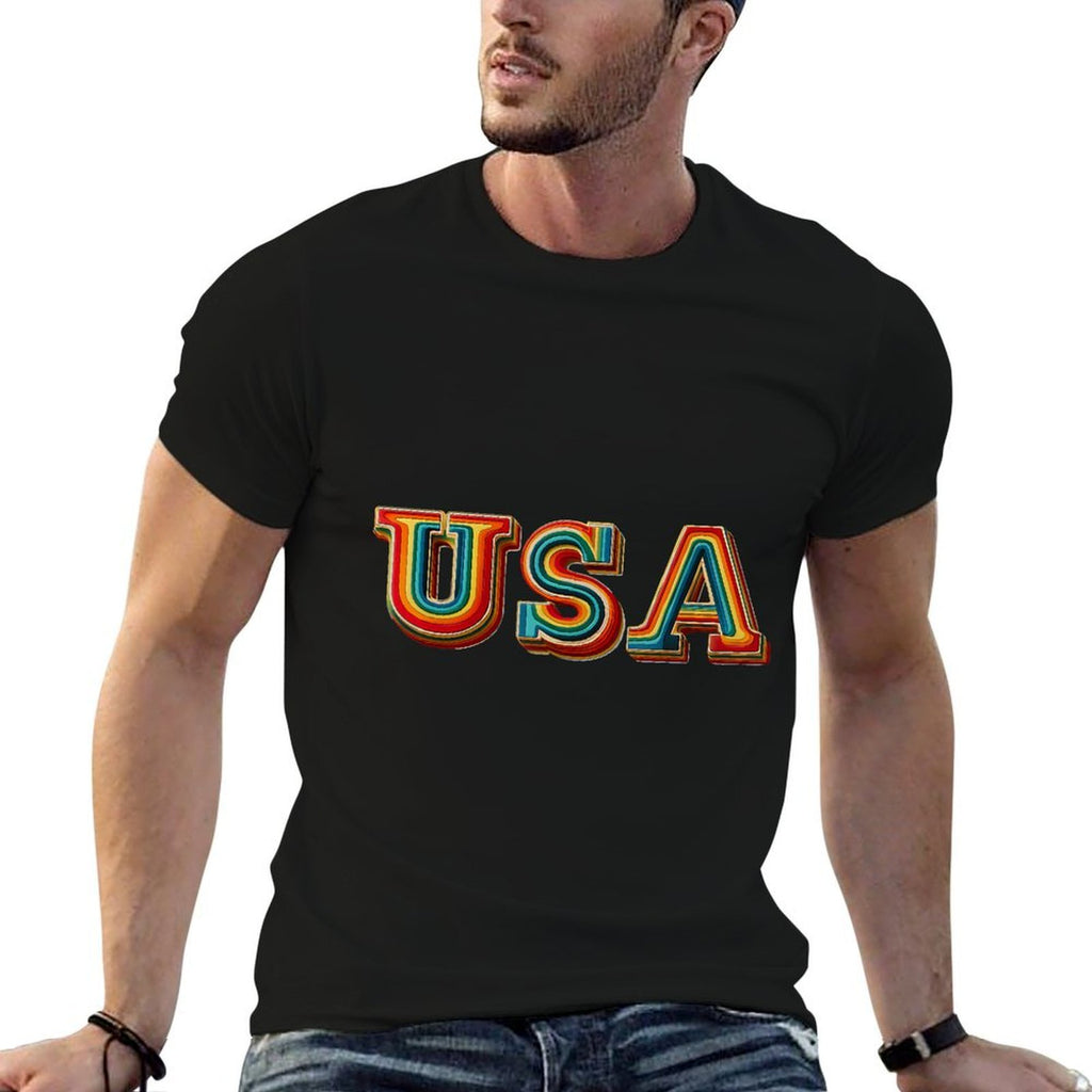 Retro 70s Love Vibes Rainbow USA Patriotic Pride Month  Relaxed-fit T-Shirt