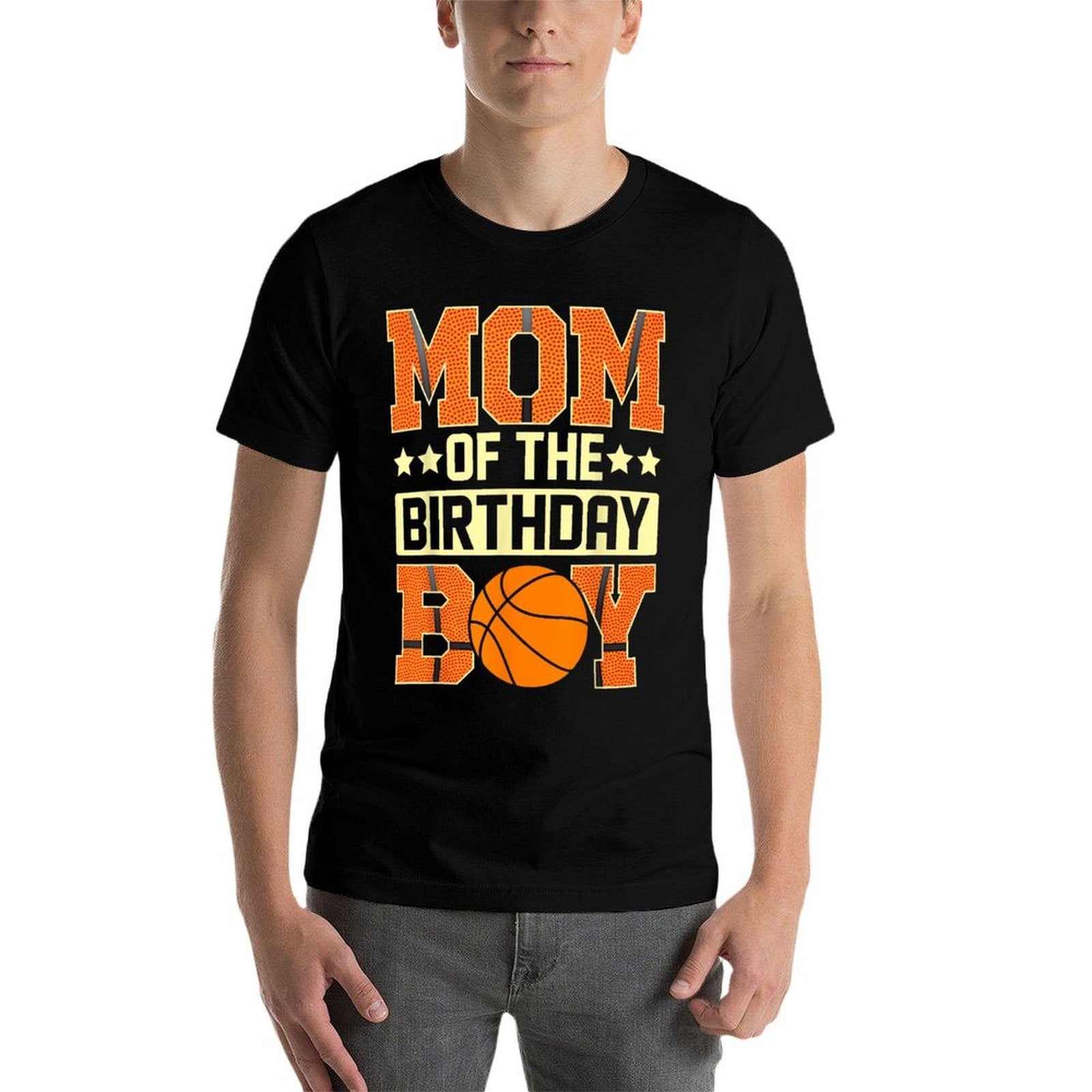 Mom Of The Birthday Boy Basketball Baller Kids  Oversized Silhouette T-Shirt