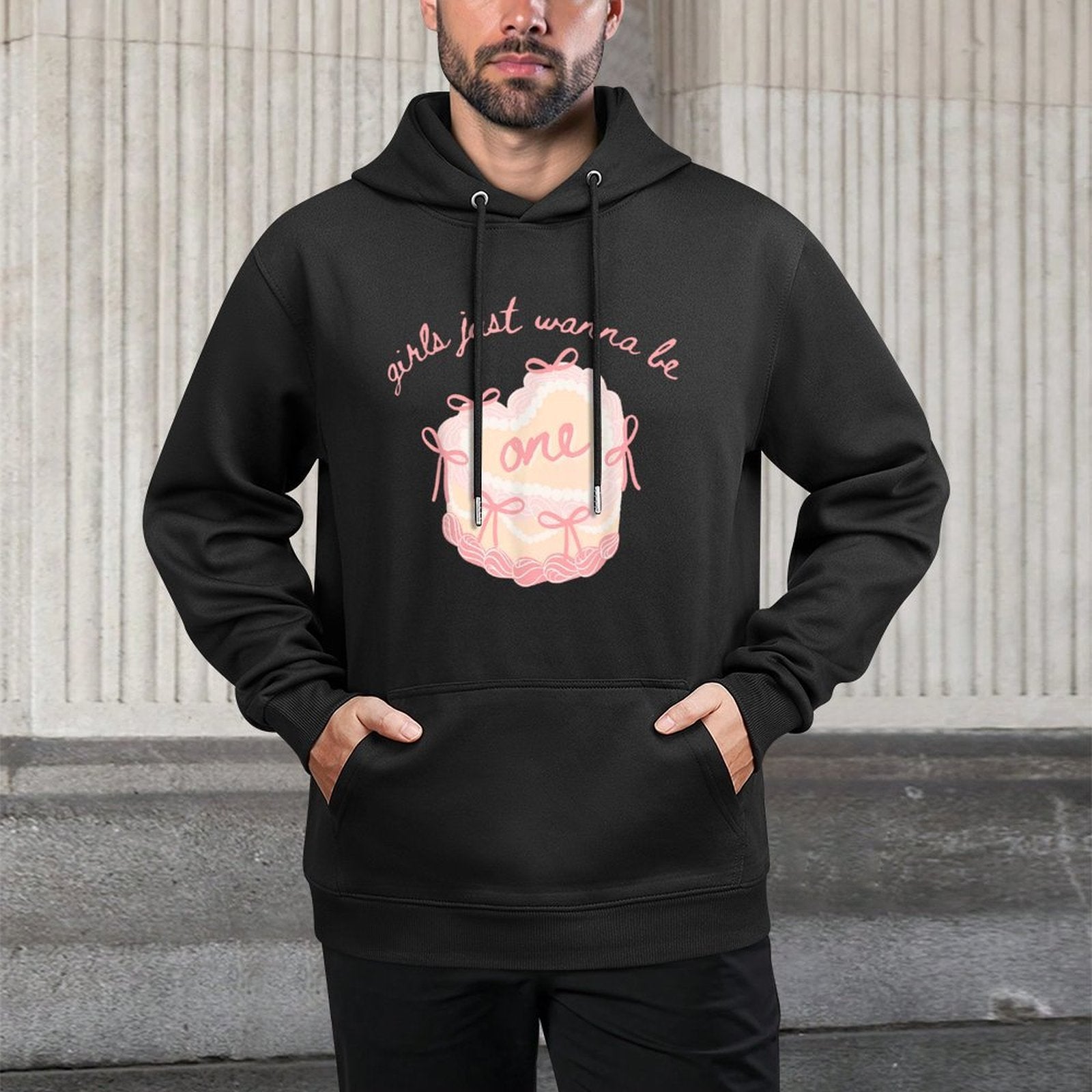 Girls Just Wanna Be One First Birthday Pink Bow 1st Birthday Machine Washable Hoodie